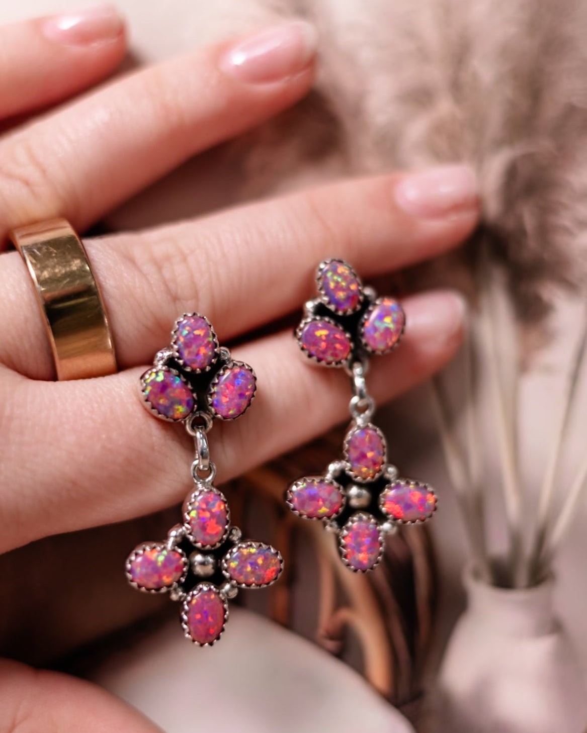 Stone Drop Cluster Earrings-Stud Earrings-Krush Kandy, Women's Online Fashion Boutique Located in Phoenix, Arizona (Scottsdale Area)