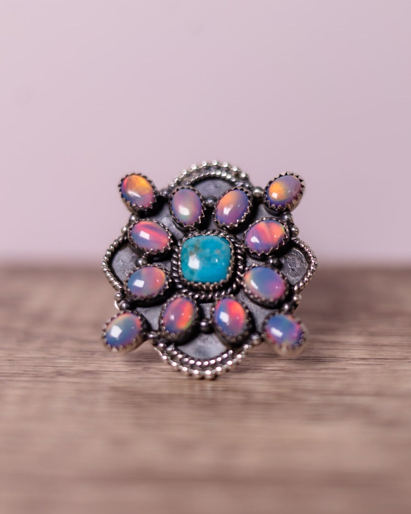 Aurora Opal Cluster Sterling Silver Ring-Rings-Krush Kandy, Women's Online Fashion Boutique Located in Phoenix, Arizona (Scottsdale Area)