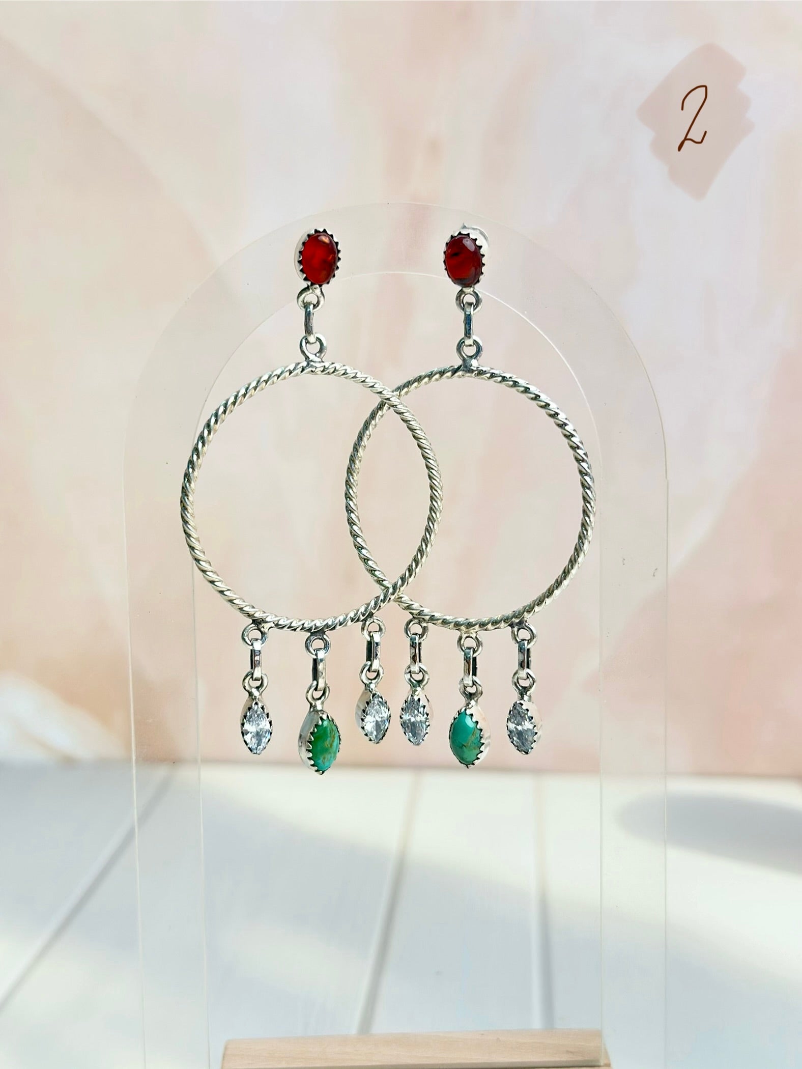Amber, Turquoise & Crystal Boho Hoops-Earrings-Krush Kandy, Women's Online Fashion Boutique Located in Phoenix, Arizona (Scottsdale Area)