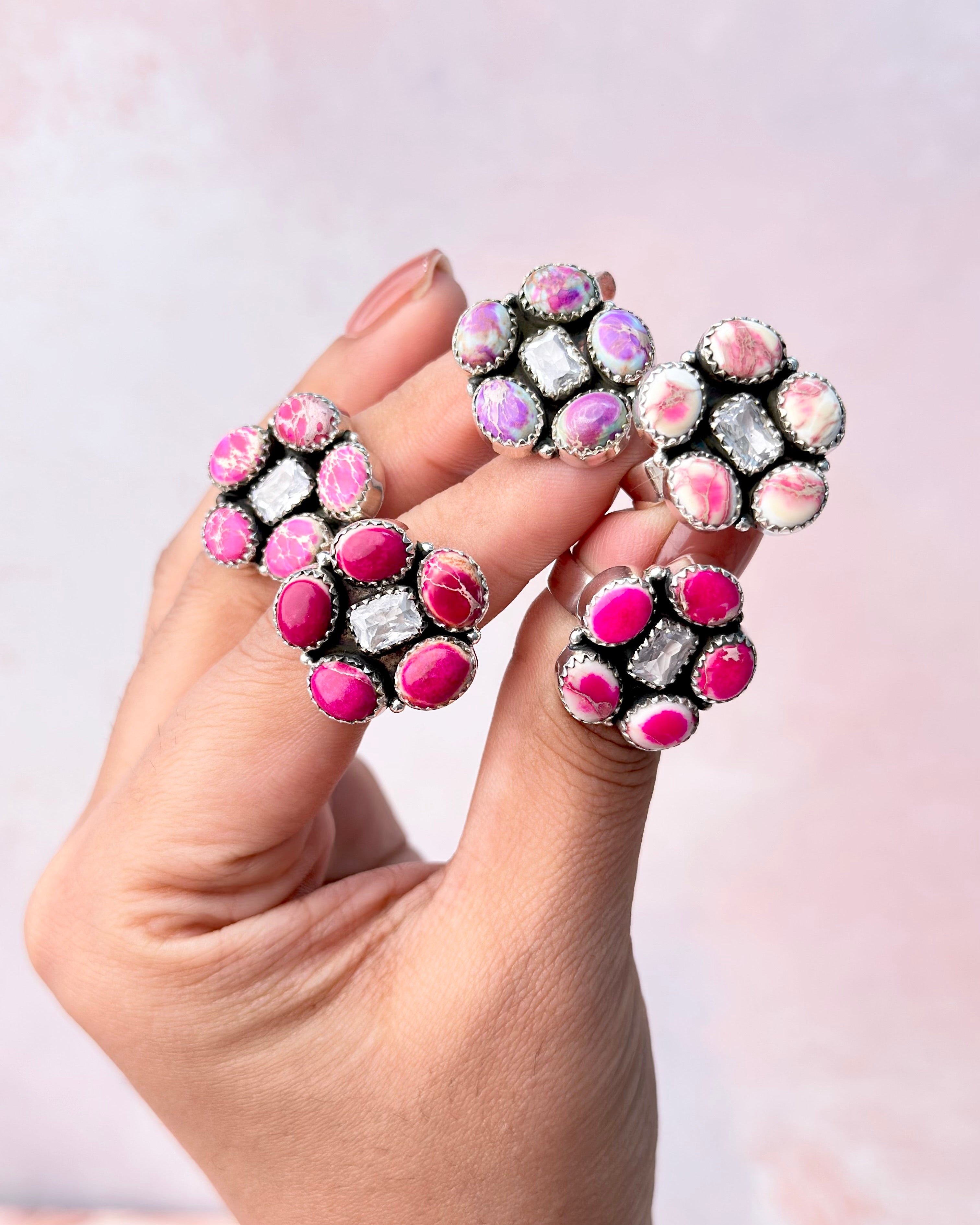 Desert Jasper Dainty Flower CZ Rings-Rings-Krush Kandy, Women's Online Fashion Boutique Located in Phoenix, Arizona (Scottsdale Area)