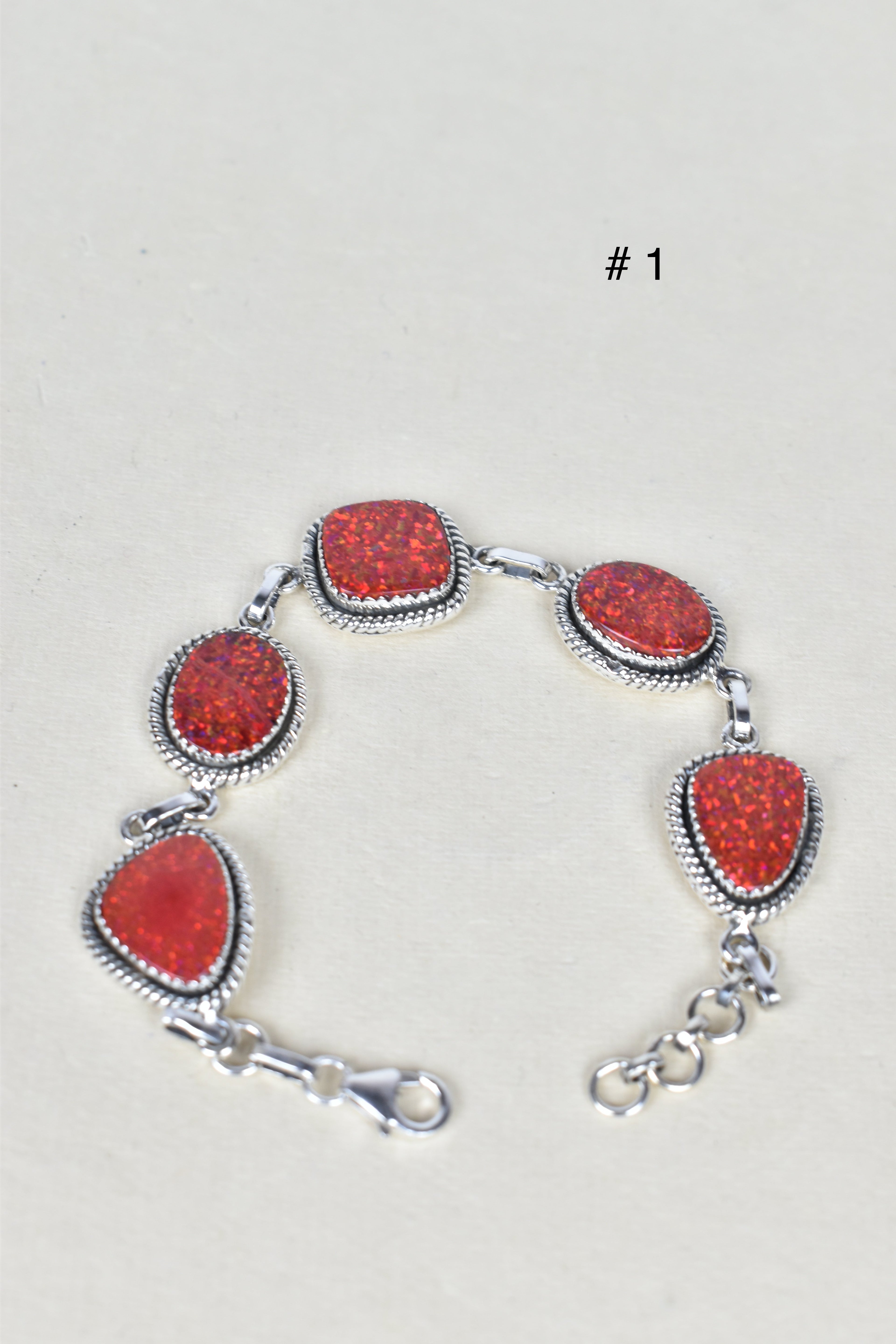 ONE OF A KIND STERLING SILVER 5 STONE BRACELET-Gemstone Bracelets-Krush Kandy, Women's Online Fashion Boutique Located in Phoenix, Arizona (Scottsdale Area)