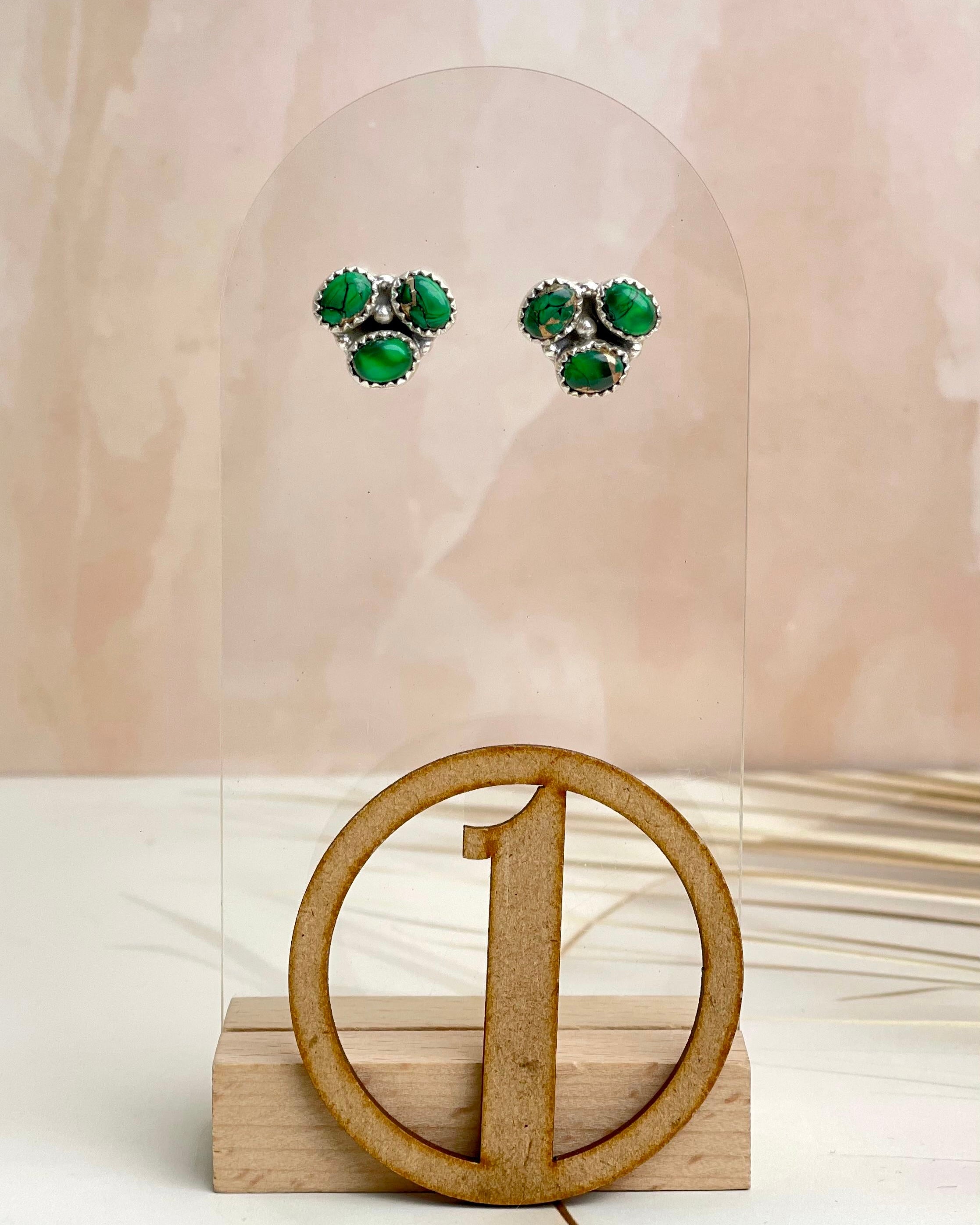 Irish Green Dahlia Studs sno 4-Earrings-Krush Kandy, Women's Online Fashion Boutique Located in Phoenix, Arizona (Scottsdale Area)