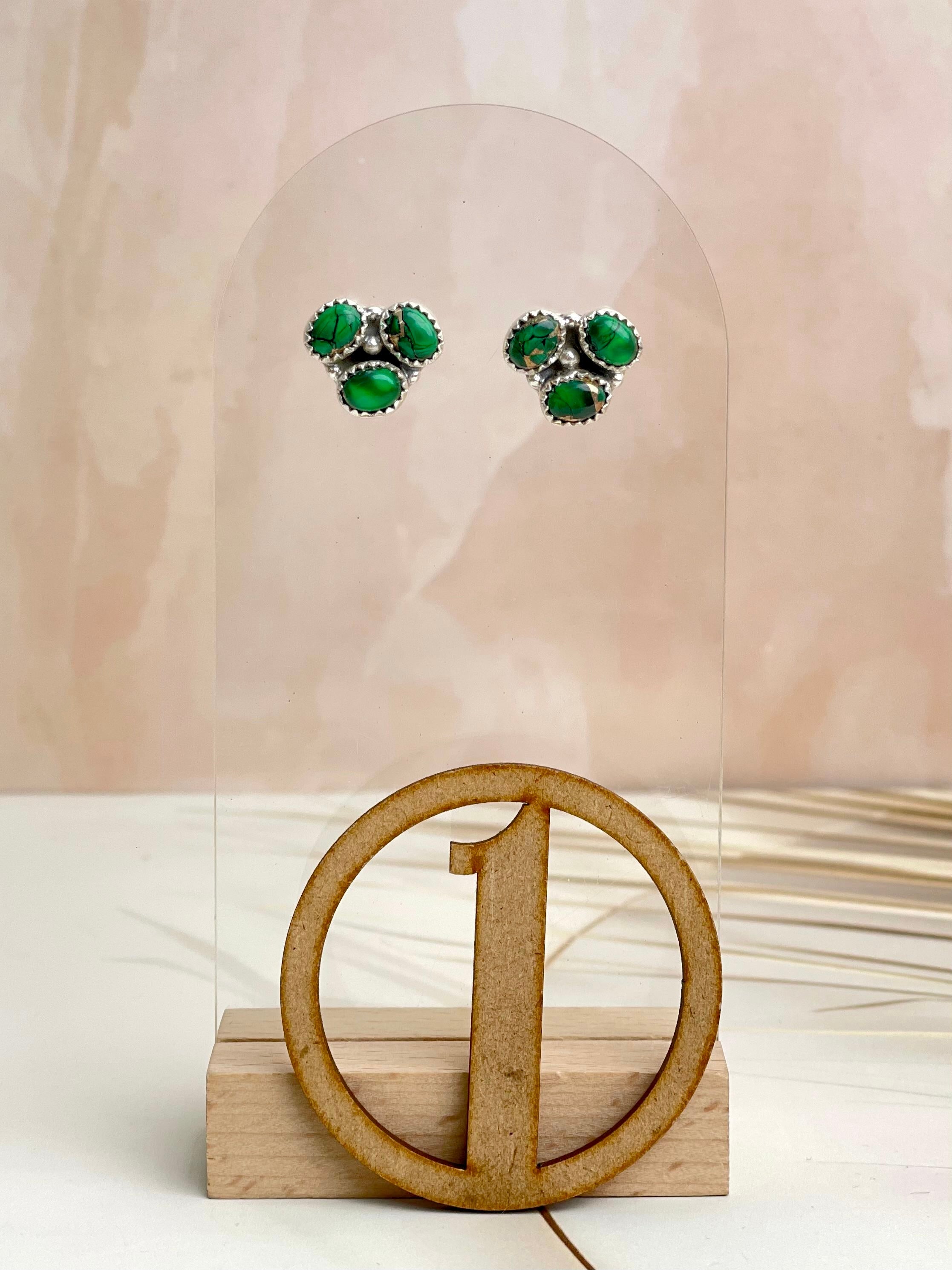 Irish Green Dahlia Studs sno 4-Earrings-Krush Kandy, Women's Online Fashion Boutique Located in Phoenix, Arizona (Scottsdale Area)