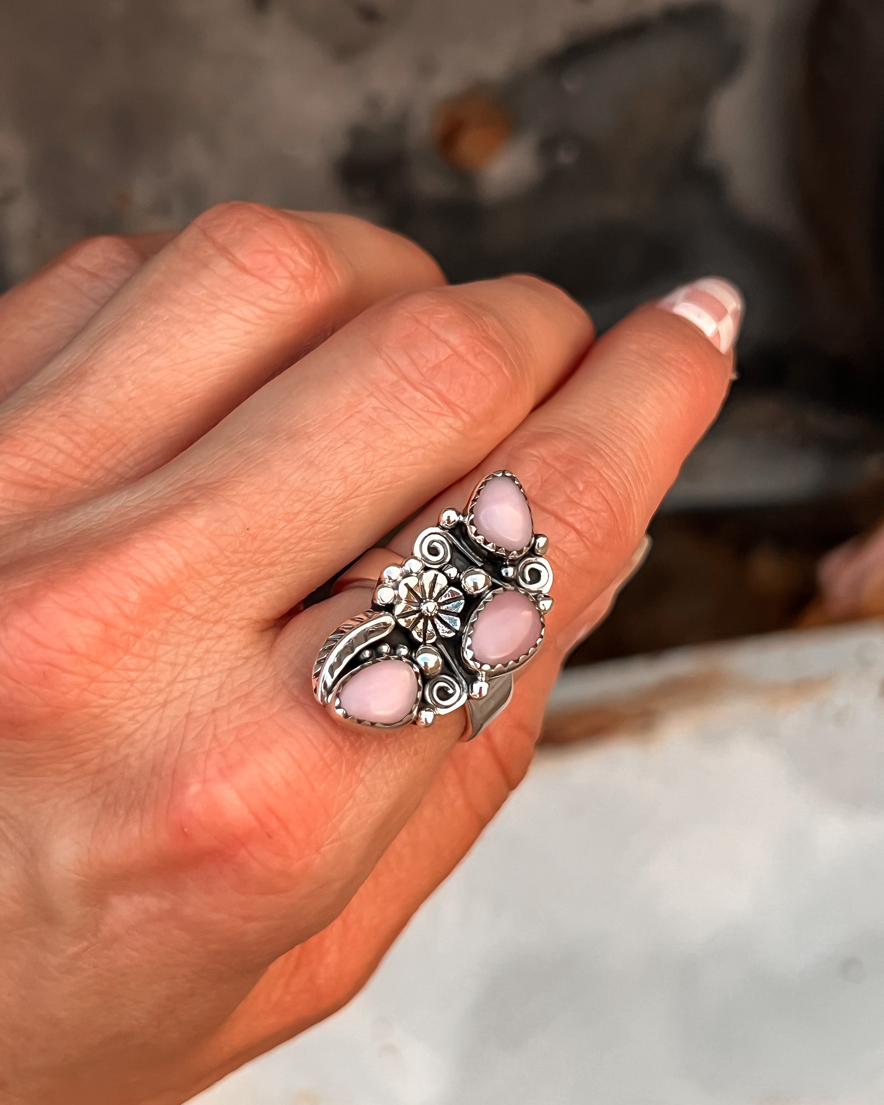 The Henley Triple Stone Flower Ring MADE TO ORDER-Cluster Rings-Krush Kandy, Women's Online Fashion Boutique Located in Phoenix, Arizona (Scottsdale Area)