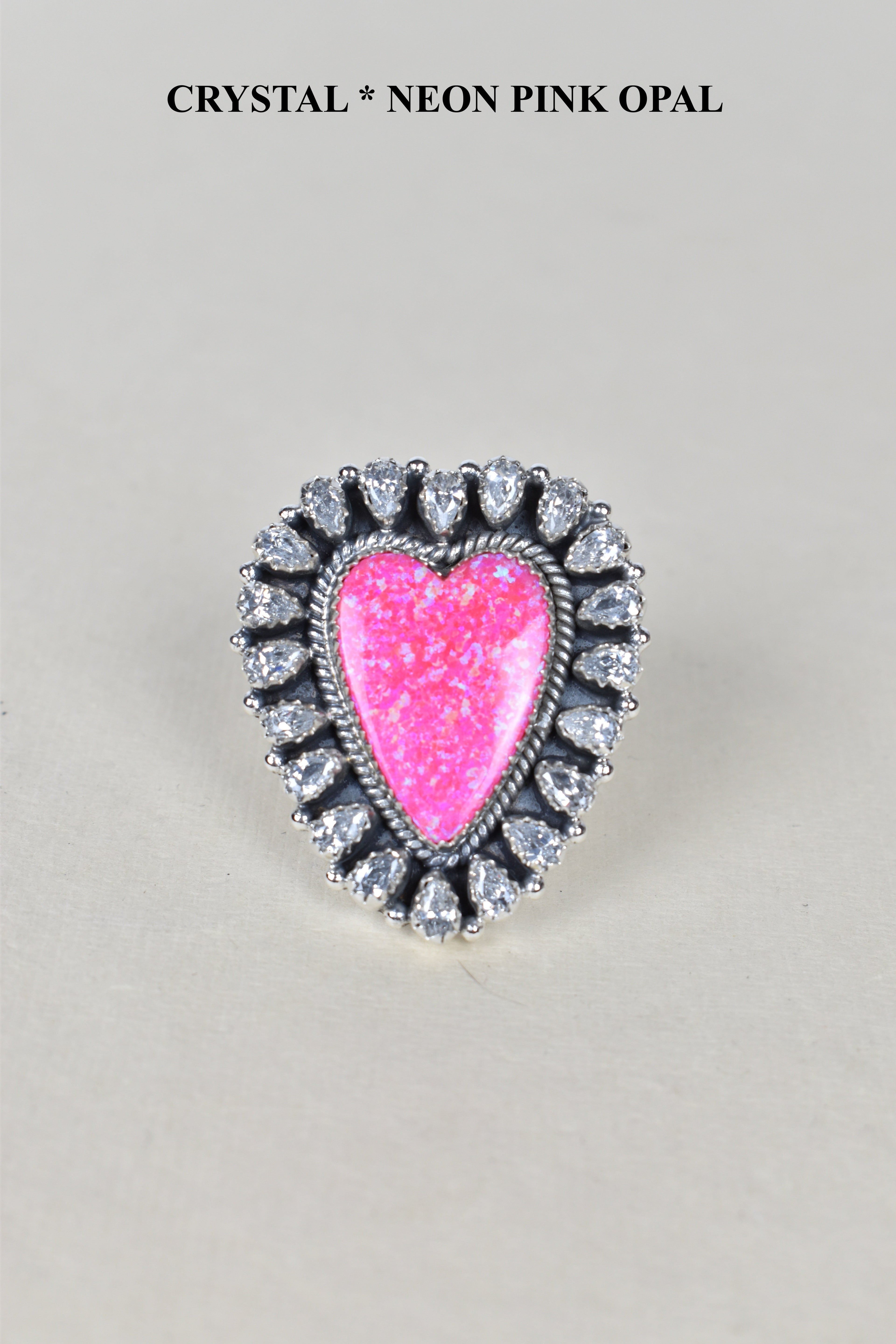 Heart Cluster Sterling Silver & Opal Rings-Cluster Rings-Krush Kandy, Women's Online Fashion Boutique Located in Phoenix, Arizona (Scottsdale Area)