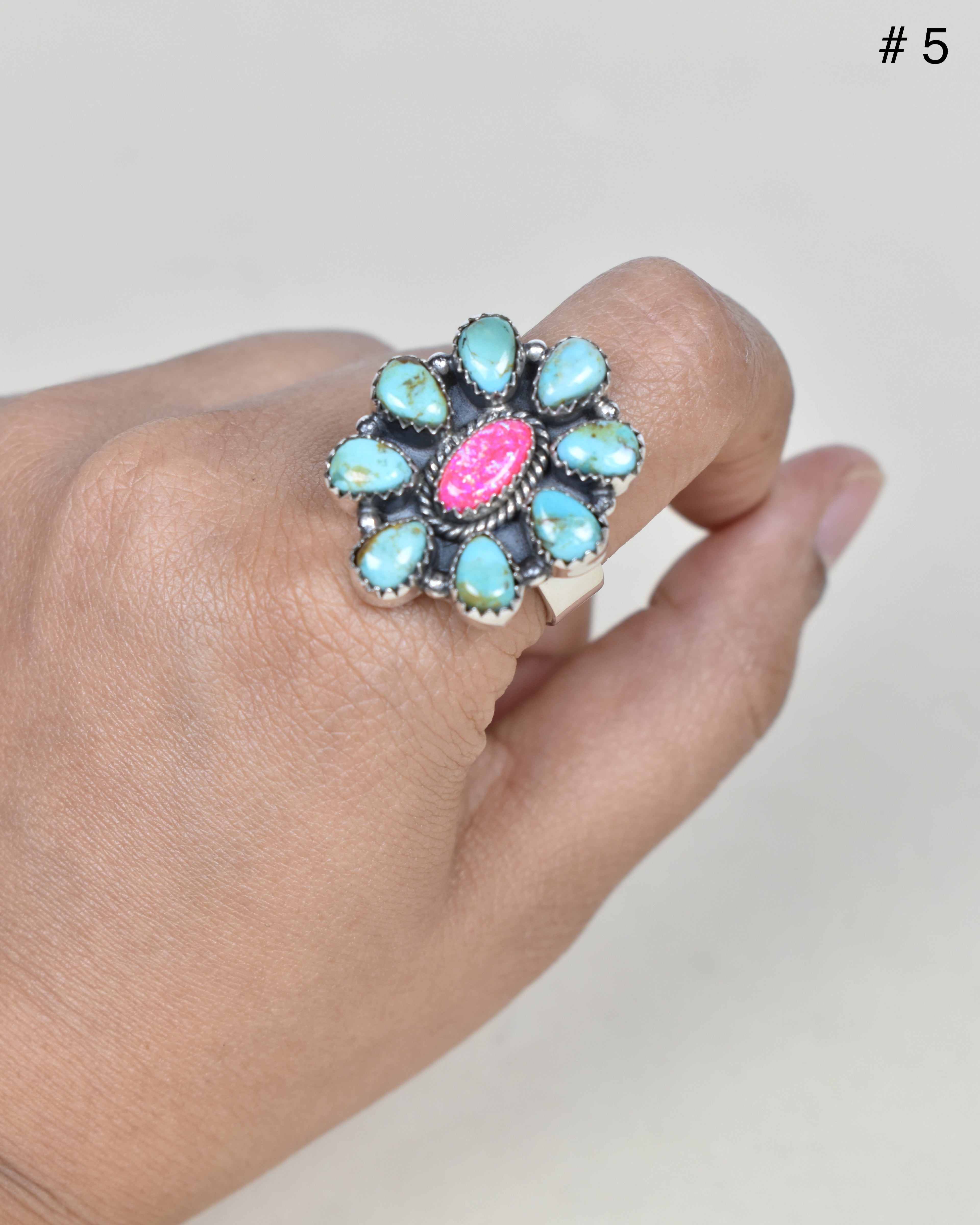 Turquoise Halo Delight Ring-Cluster Rings-Krush Kandy, Women's Online Fashion Boutique Located in Phoenix, Arizona (Scottsdale Area)
