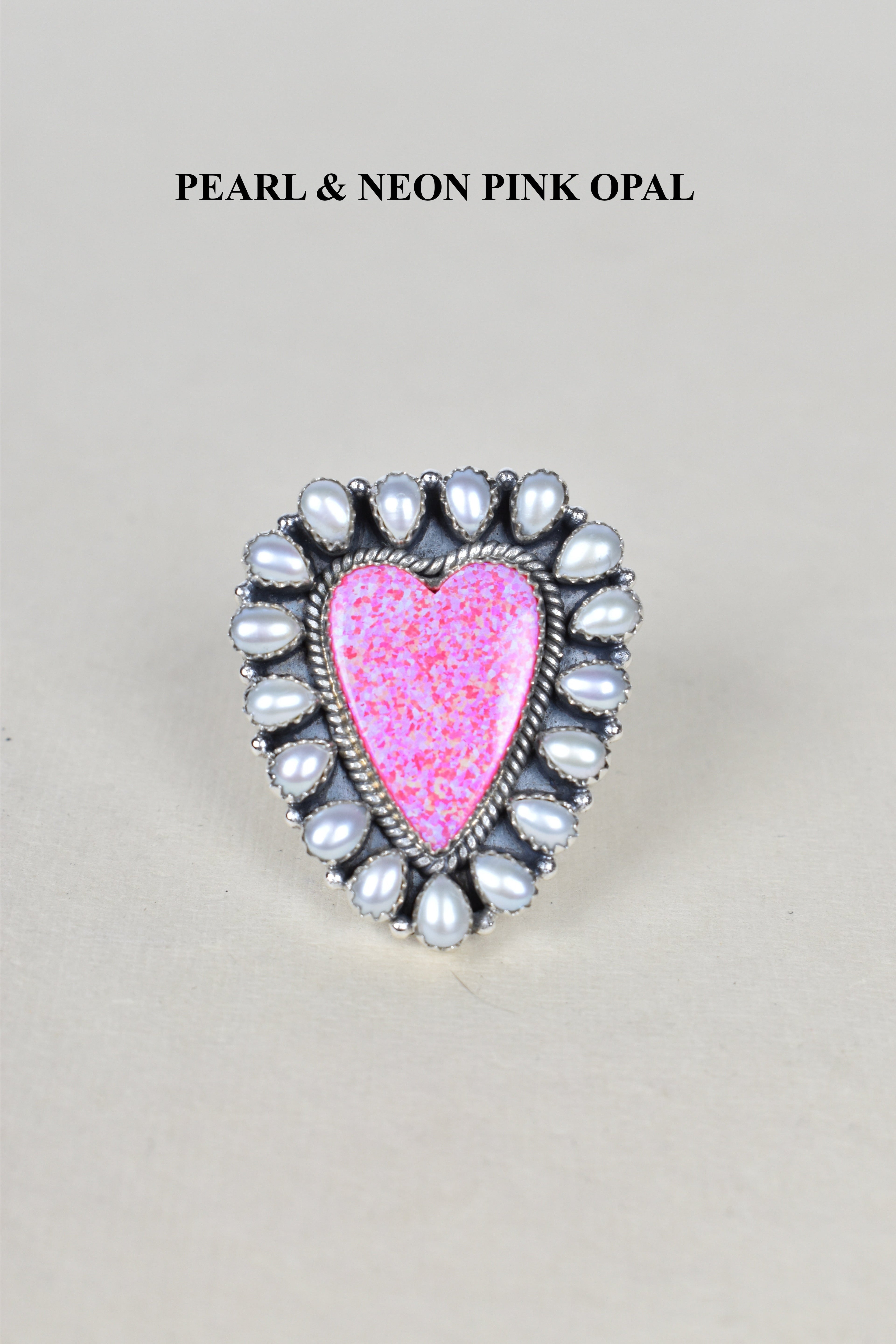 Heart Cluster Sterling Silver & Opal Rings-Cluster Rings-Krush Kandy, Women's Online Fashion Boutique Located in Phoenix, Arizona (Scottsdale Area)