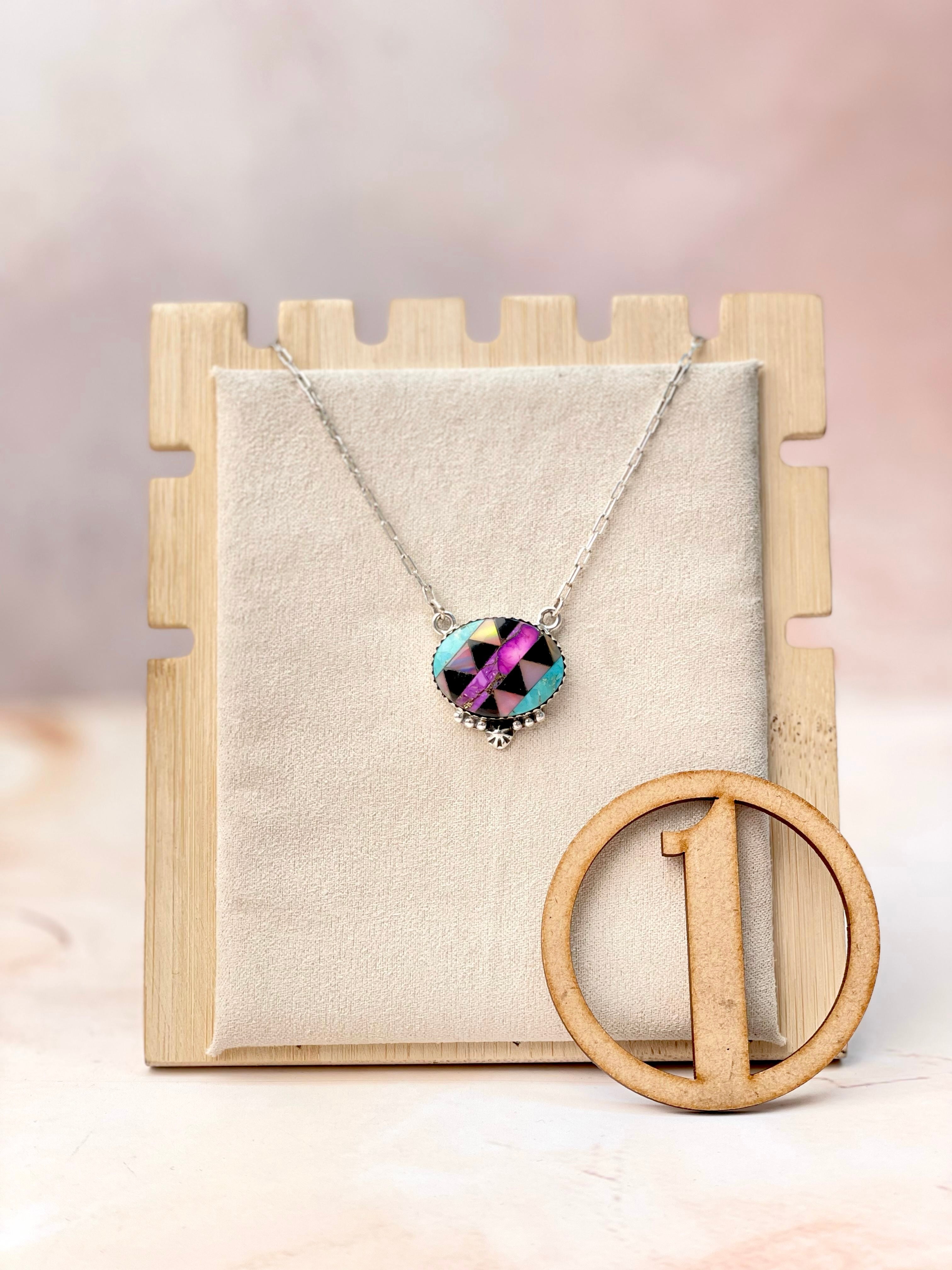 Multi Aztec Checkered Chain Pendants-Necklaces-Krush Kandy, Women's Online Fashion Boutique Located in Phoenix, Arizona (Scottsdale Area)