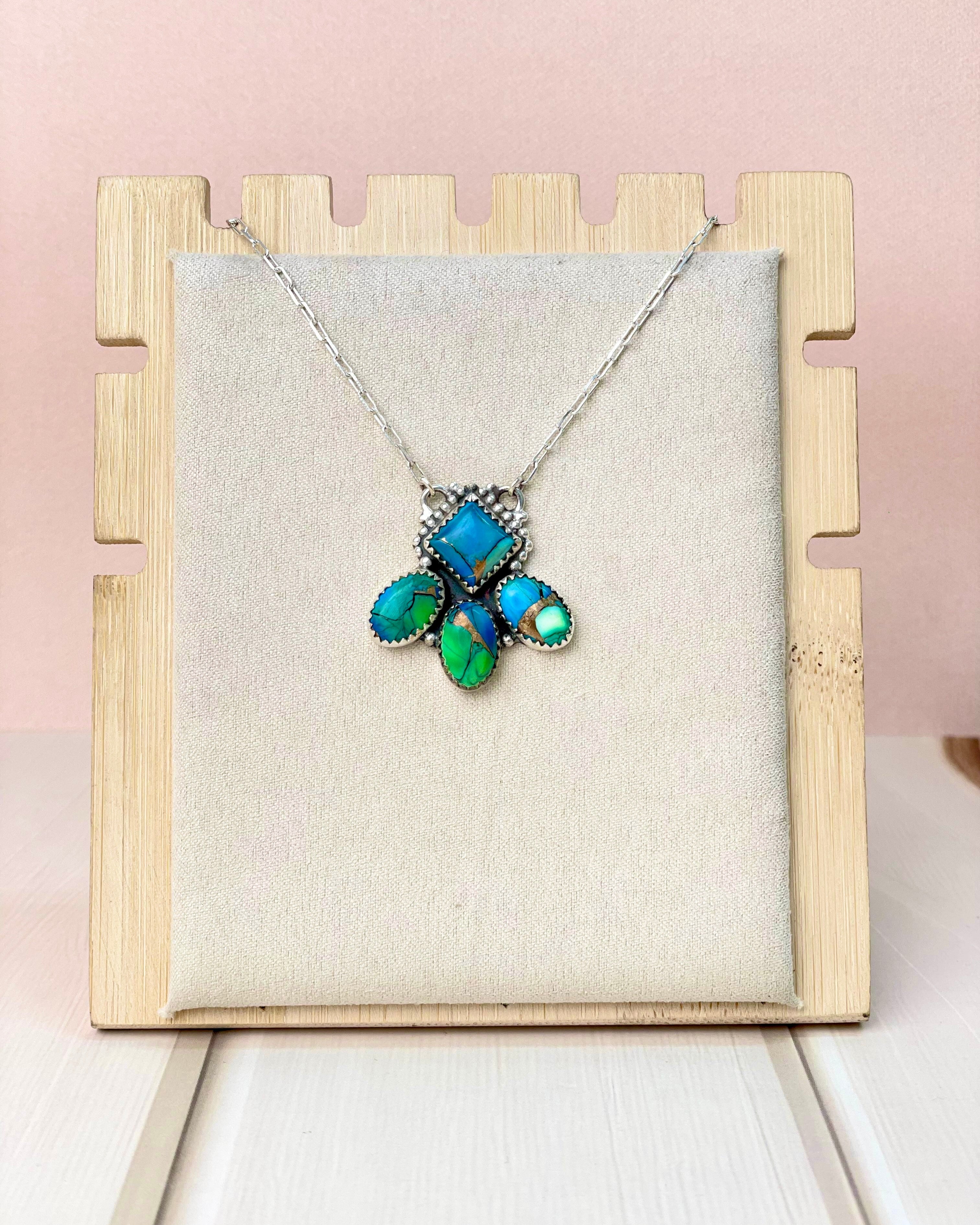 Desert Dream Peacock Dahlia Necklace-Necklaces-Krush Kandy, Women's Online Fashion Boutique Located in Phoenix, Arizona (Scottsdale Area)