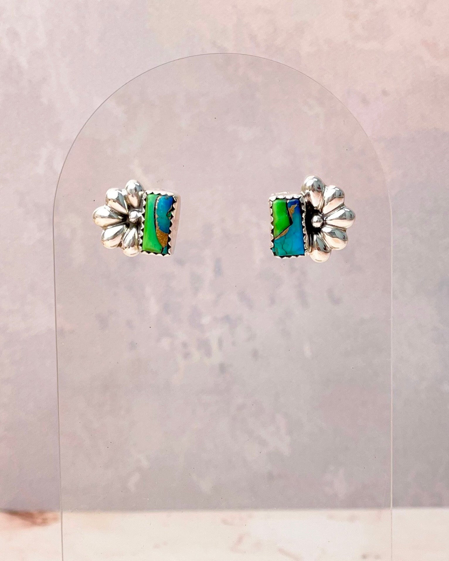 Peacock Dahlia Dainty Bar & Daisy Earrings-Earrings-Krush Kandy, Women's Online Fashion Boutique Located in Phoenix, Arizona (Scottsdale Area)