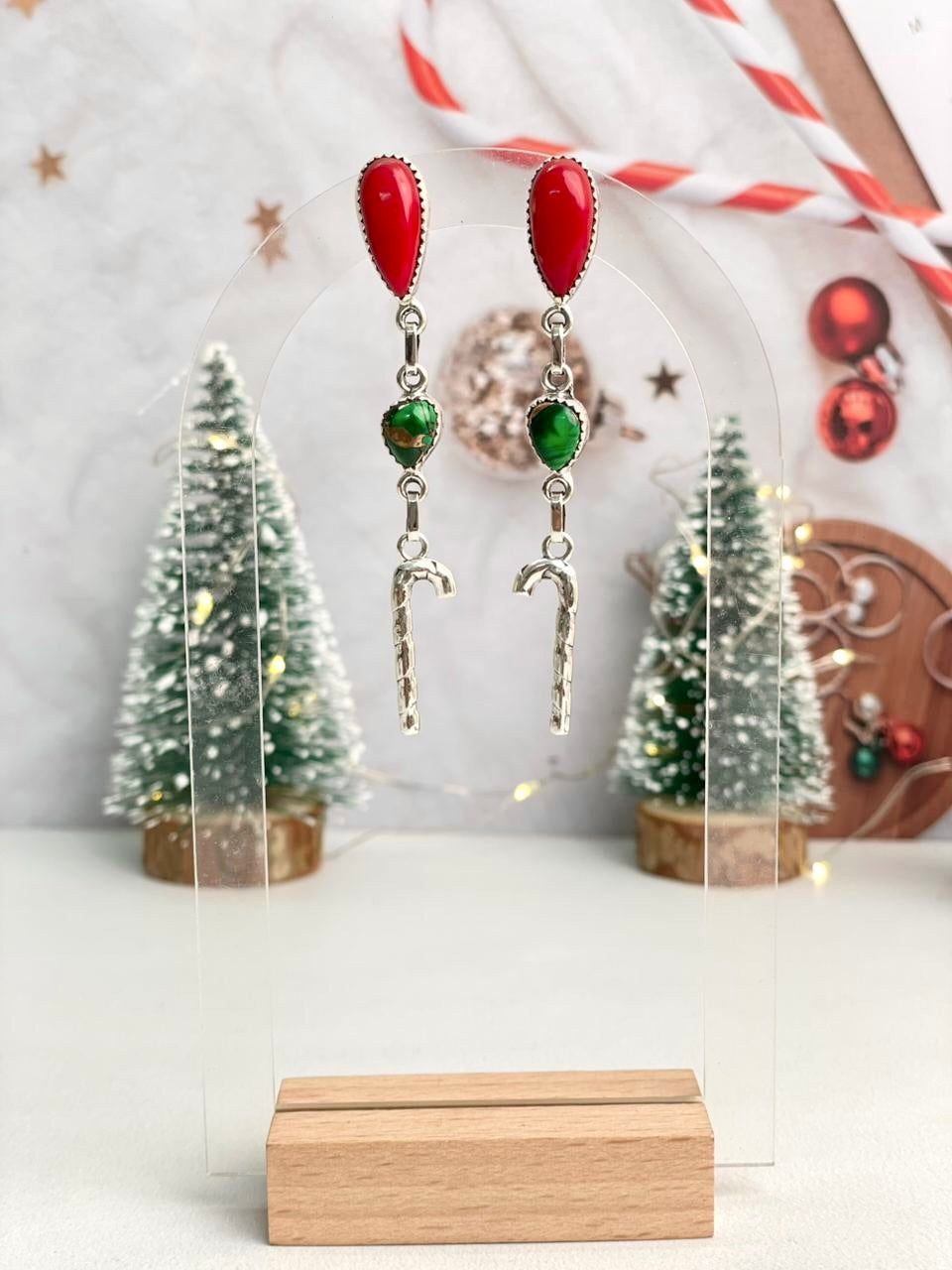 Christmas in Kandyland Candy Cane Dangle Studs-Earrings-Krush Kandy, Women's Online Fashion Boutique Located in Phoenix, Arizona (Scottsdale Area)