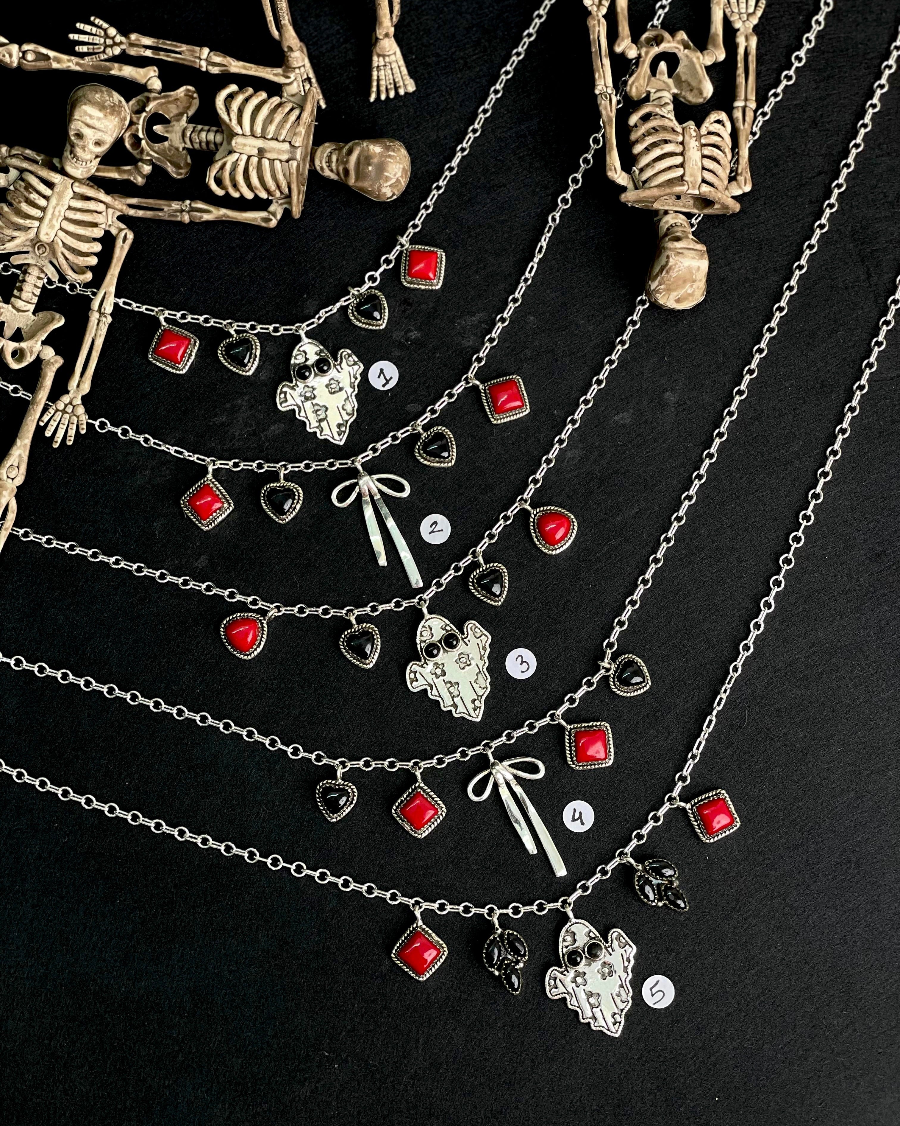 Halloween Charm Necklace Rosarita & Black Onyx sno 12-Necklaces-Krush Kandy, Women's Online Fashion Boutique Located in Phoenix, Arizona (Scottsdale Area)