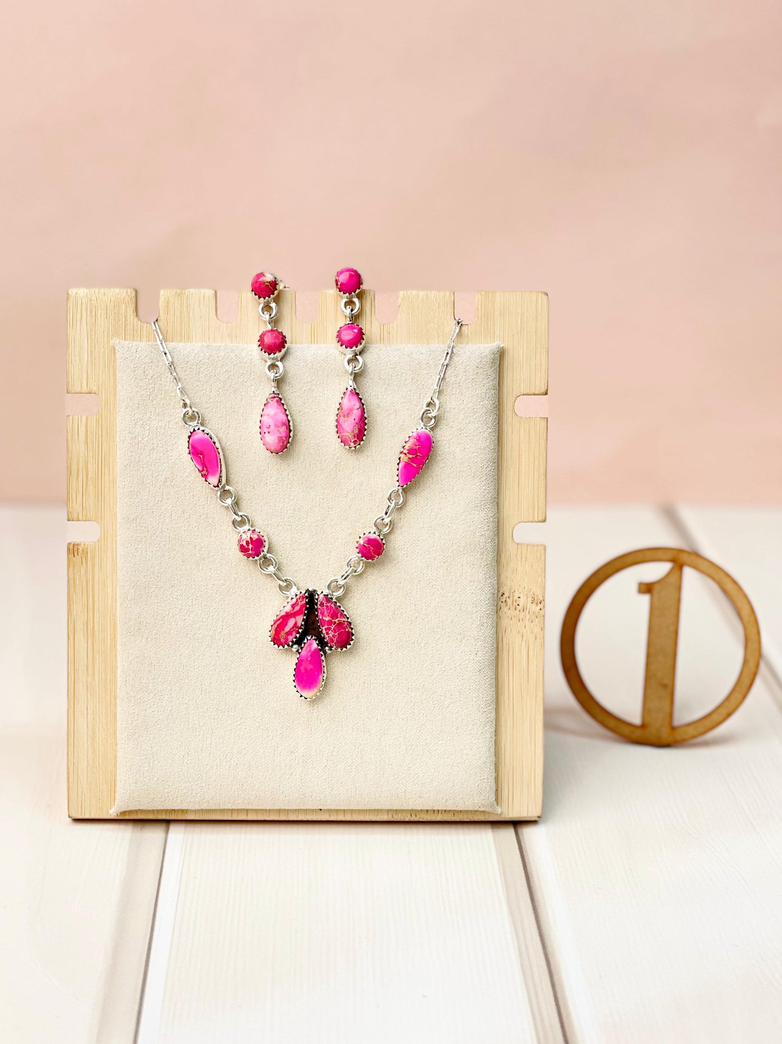 High Desert Glow Jasper Necklace and Earrings Set-Necklaces-Krush Kandy, Women's Online Fashion Boutique Located in Phoenix, Arizona (Scottsdale Area)