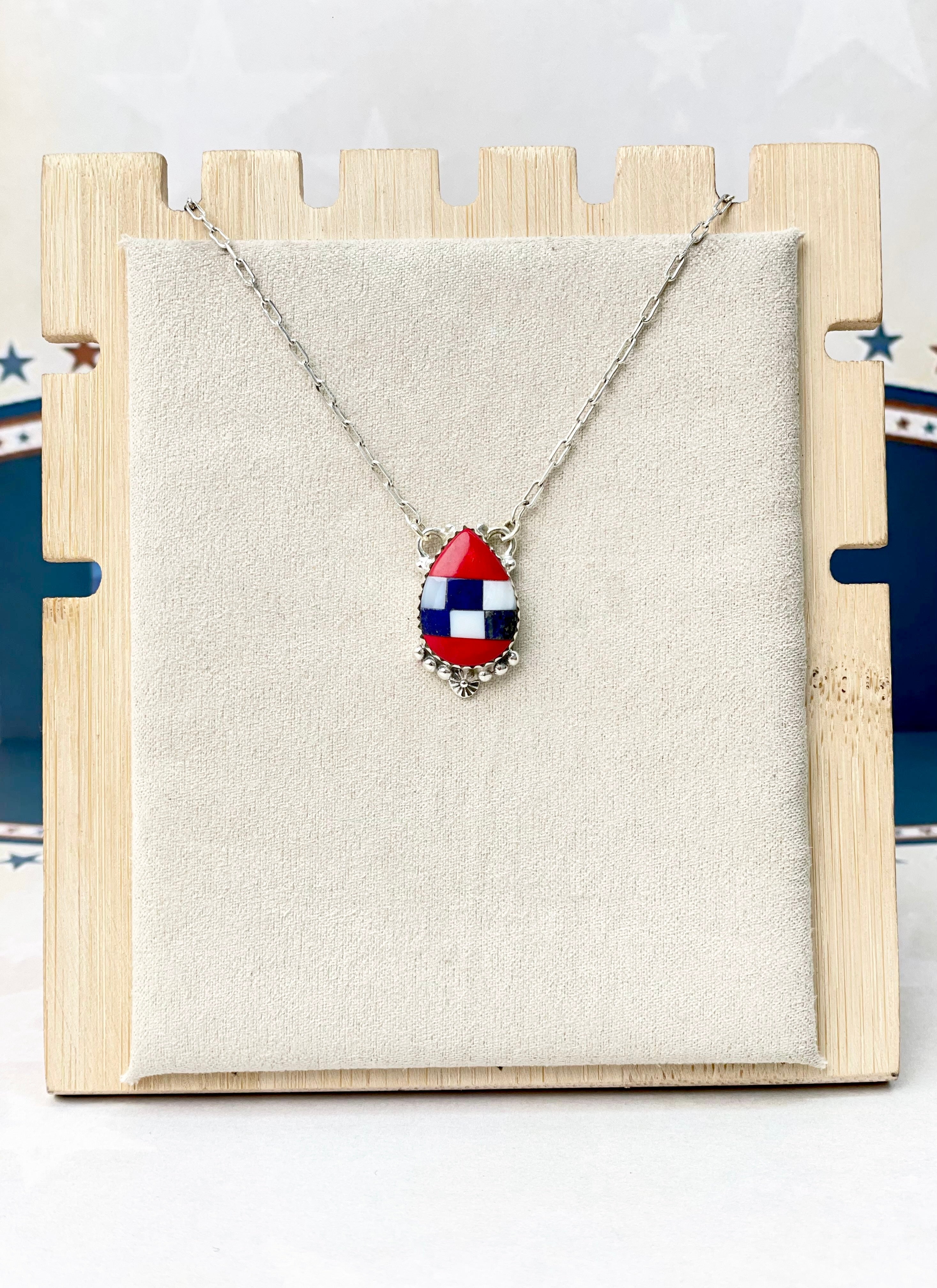 Checkered and Stripes Pear Drop Necklace-Necklaces-Krush Kandy, Women's Online Fashion Boutique Located in Phoenix, Arizona (Scottsdale Area)