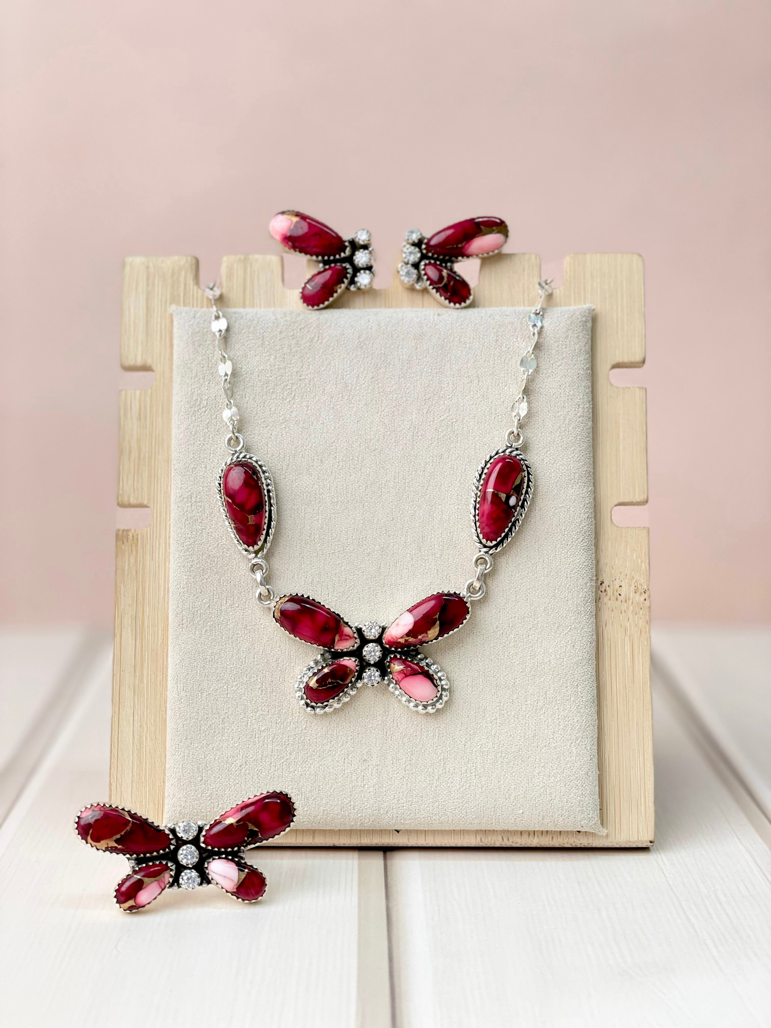 Red Dahlia Southwest Butterfly Necklace Set-Necklaces-Krush Kandy, Women's Online Fashion Boutique Located in Phoenix, Arizona (Scottsdale Area)