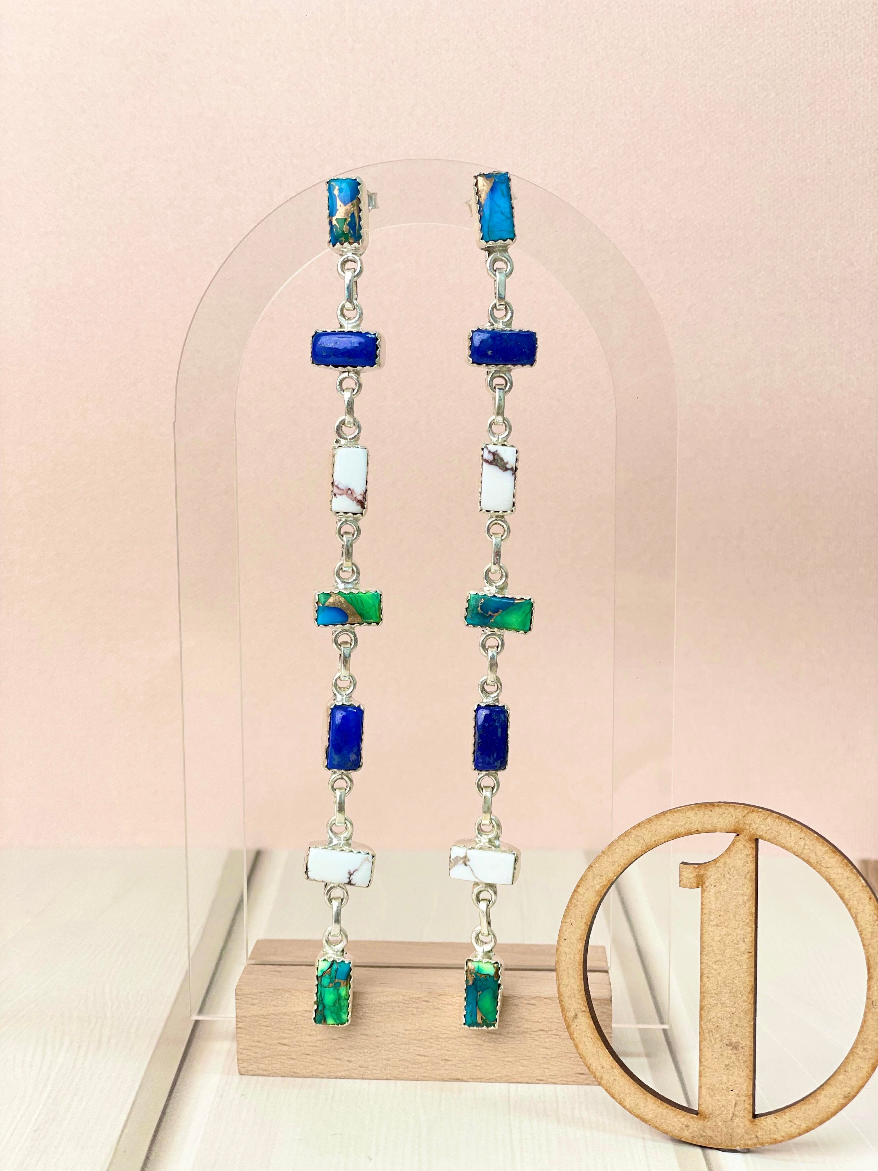 Dancing Bar Peacock Dahlia Earrings-Earrings-Krush Kandy, Women's Online Fashion Boutique Located in Phoenix, Arizona (Scottsdale Area)