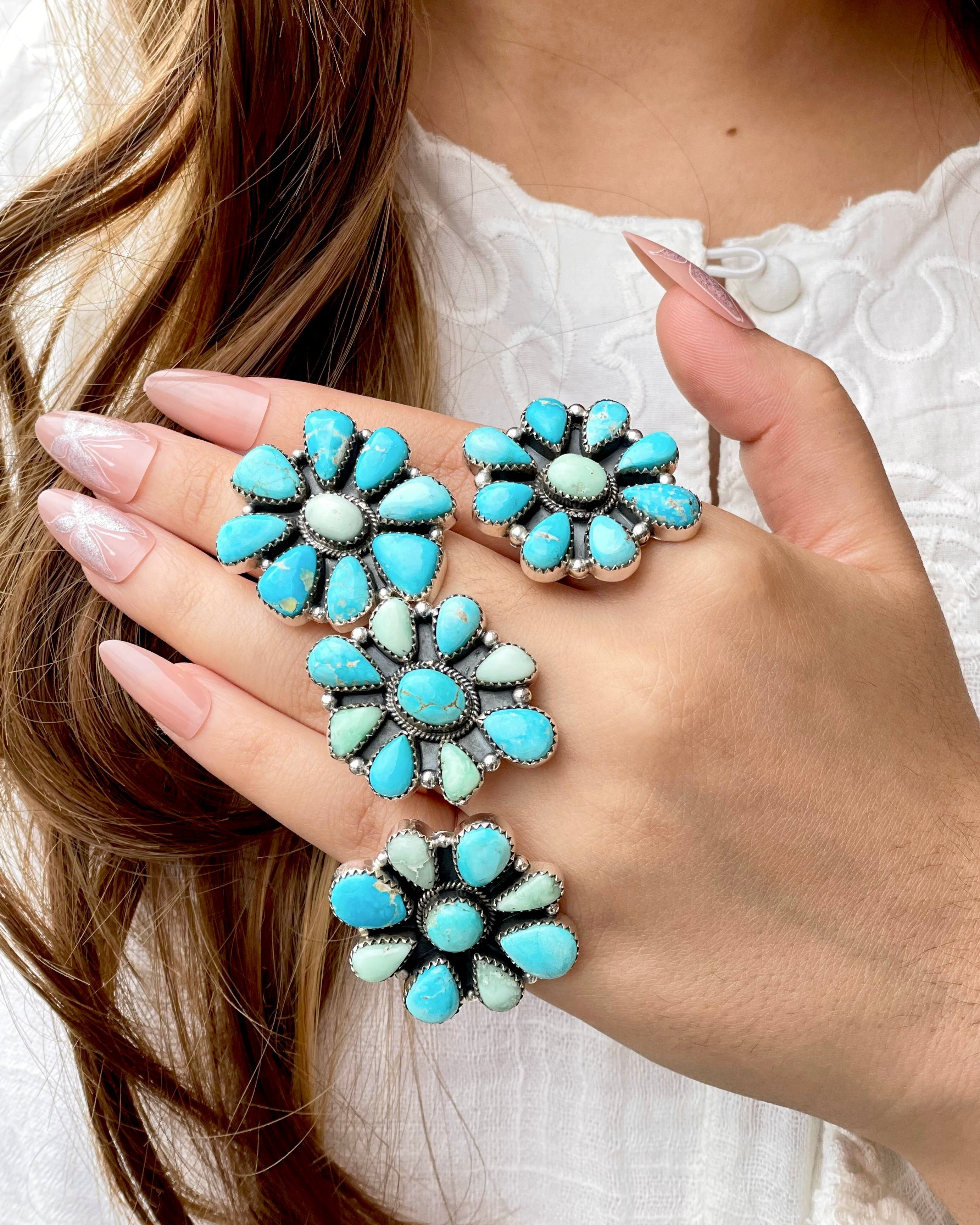 White Water Turquoise & Paloma Western Rings Bno. 10-Rings-Krush Kandy, Women's Online Fashion Boutique Located in Phoenix, Arizona (Scottsdale Area)