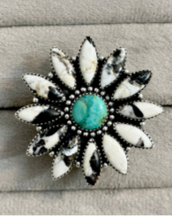 White Buffalo & Turquoise Blossom Stone Ring-Ring Sizers-Krush Kandy, Women's Online Fashion Boutique Located in Phoenix, Arizona (Scottsdale Area)