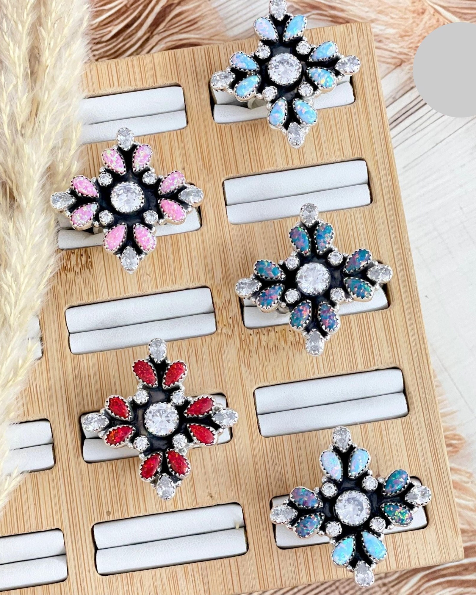 Crystal & Opal Cluster Stone Rings-Rings-Krush Kandy, Women's Online Fashion Boutique Located in Phoenix, Arizona (Scottsdale Area)