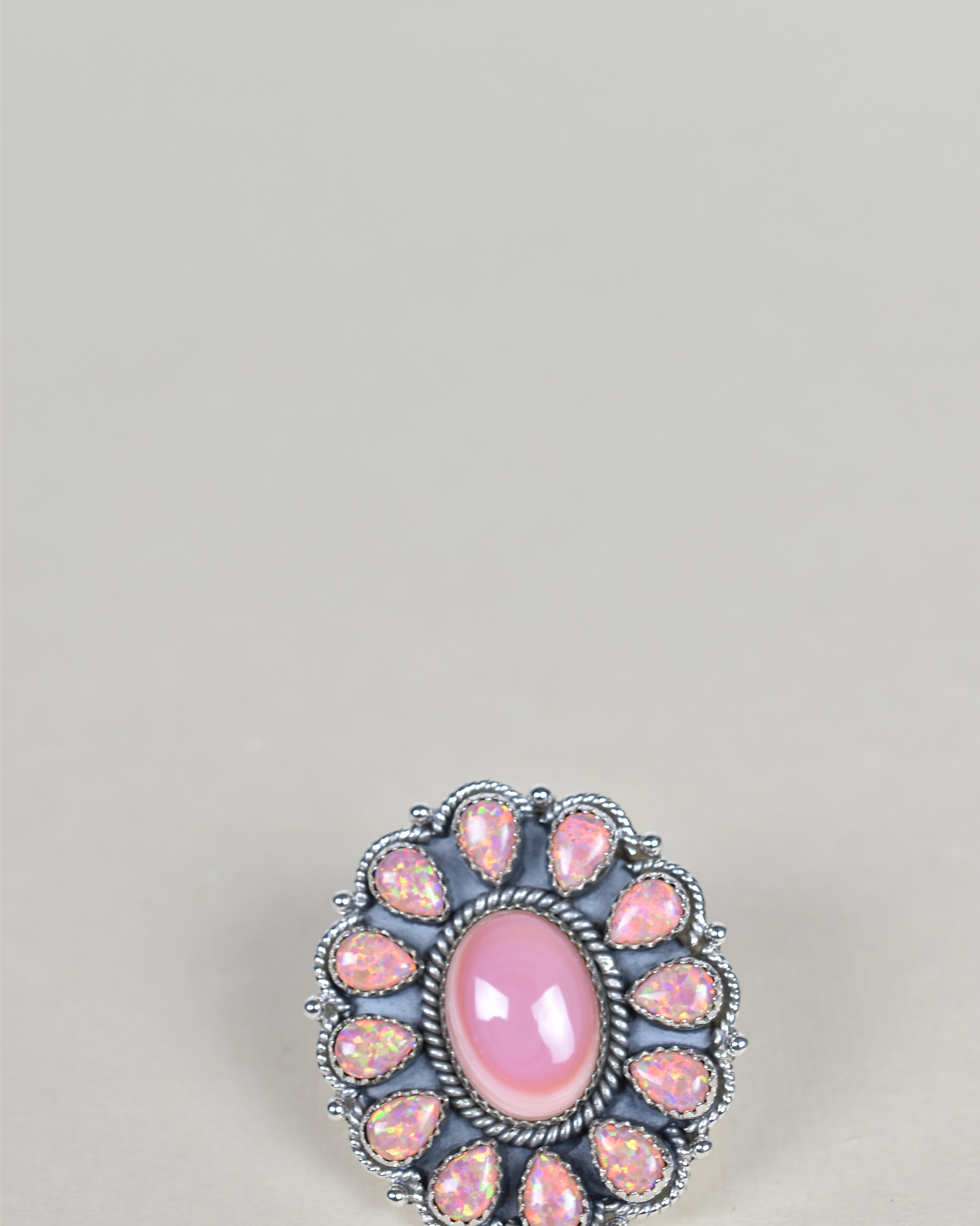 Pink Conch & Peach Opal One of A Kind Ring-Cluster Rings-Krush Kandy, Women's Online Fashion Boutique Located in Phoenix, Arizona (Scottsdale Area)