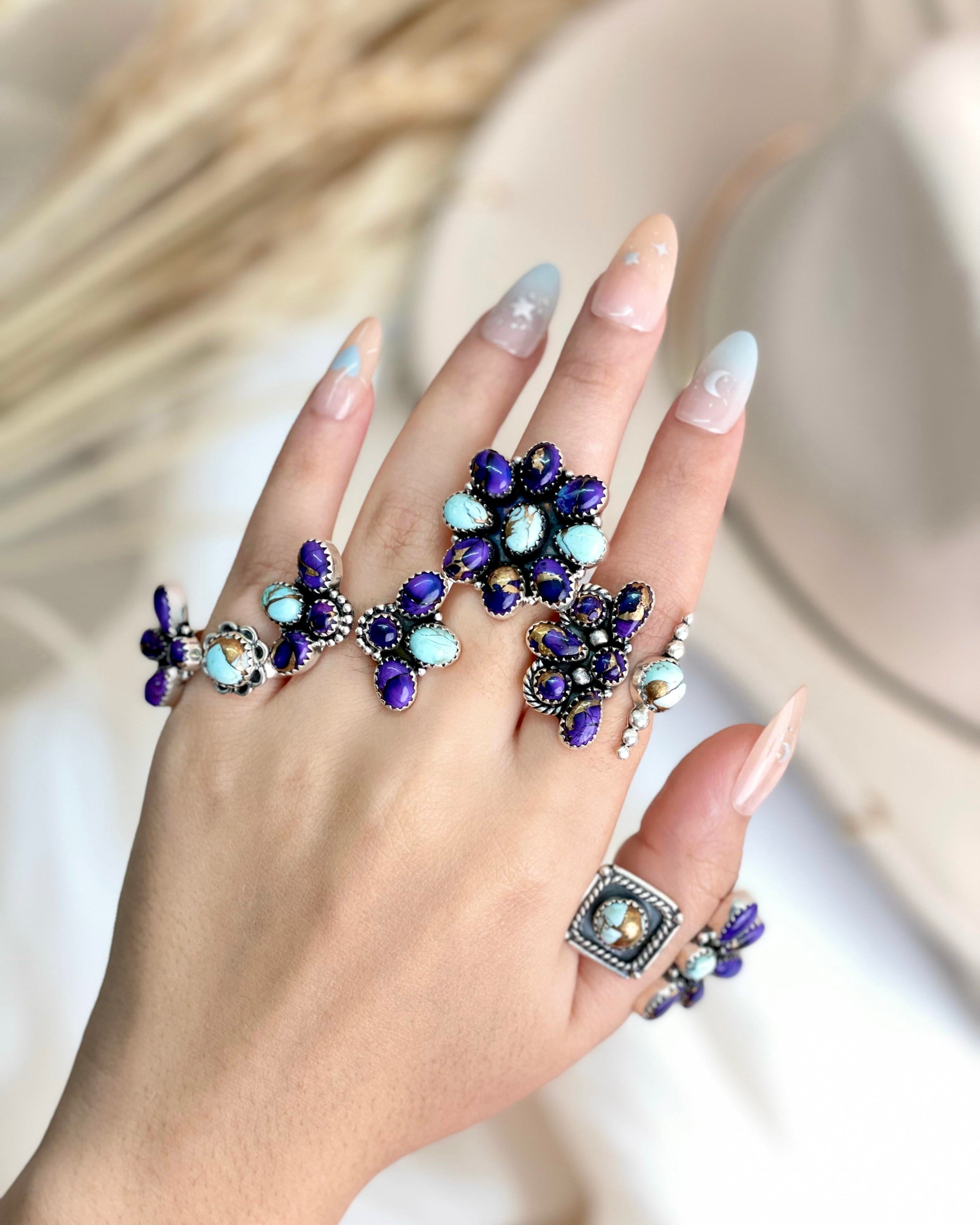 Berry & Mint Dahlia Rings-Rings-Krush Kandy, Women's Online Fashion Boutique Located in Phoenix, Arizona (Scottsdale Area)