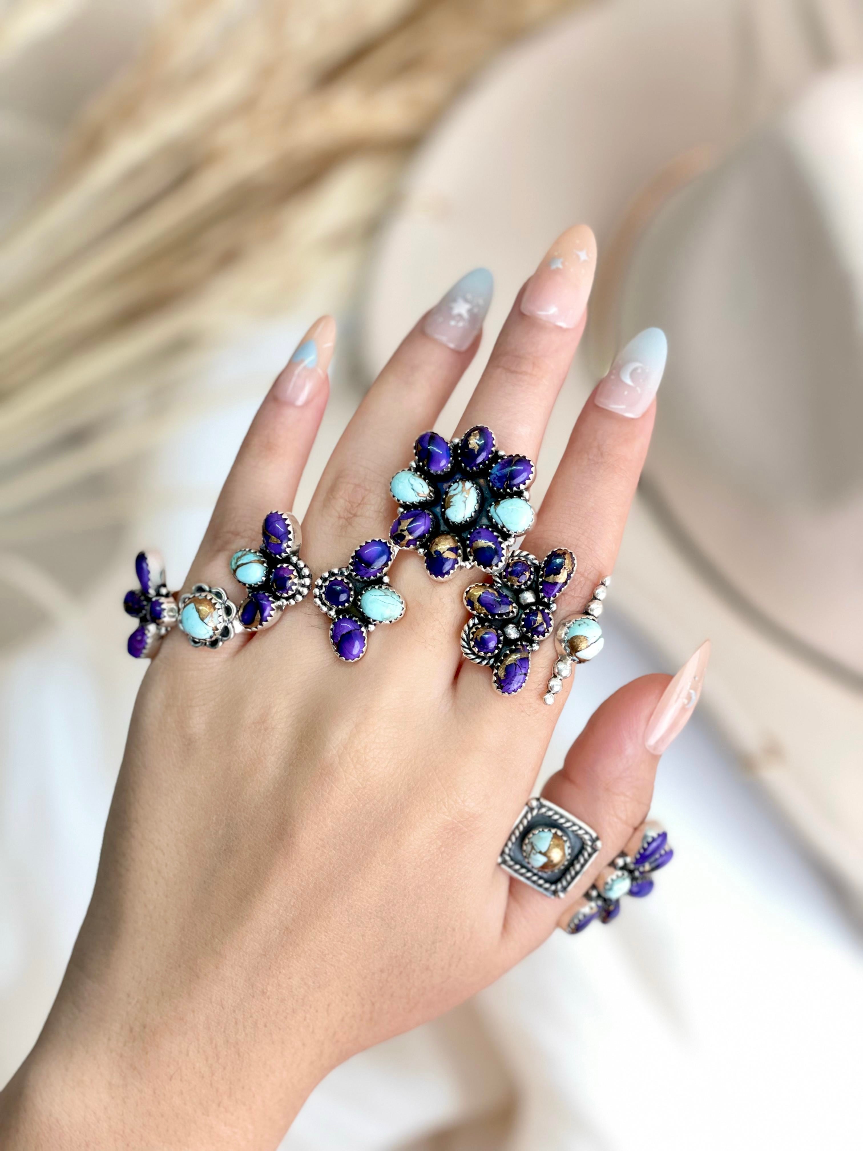 Berry & Mint Dahlia Rings-Rings-Krush Kandy, Women's Online Fashion Boutique Located in Phoenix, Arizona (Scottsdale Area)