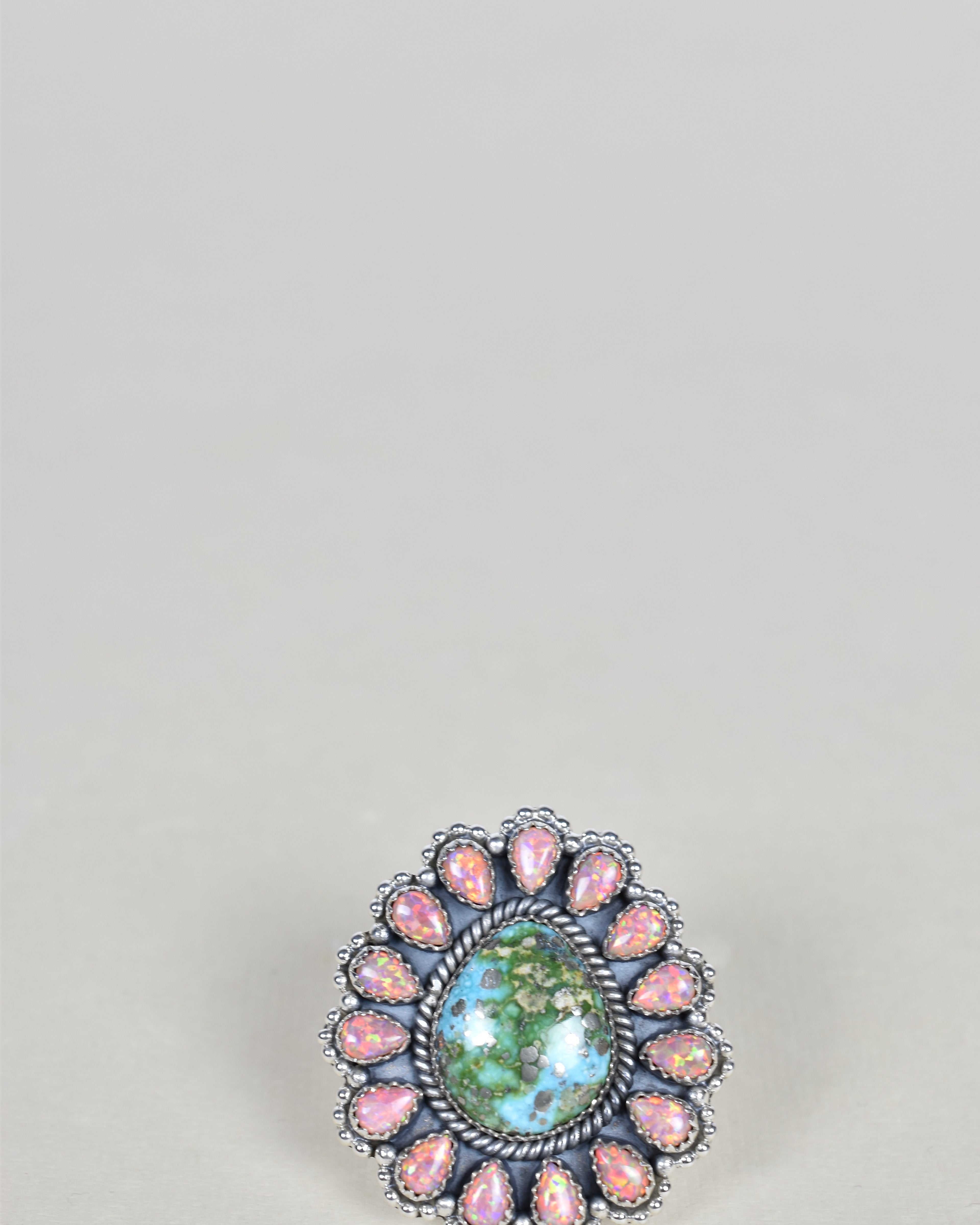 Sonoran Gold Turquoise & Peach Opal One of A Kind Ring-Cluster Rings-Krush Kandy, Women's Online Fashion Boutique Located in Phoenix, Arizona (Scottsdale Area)
