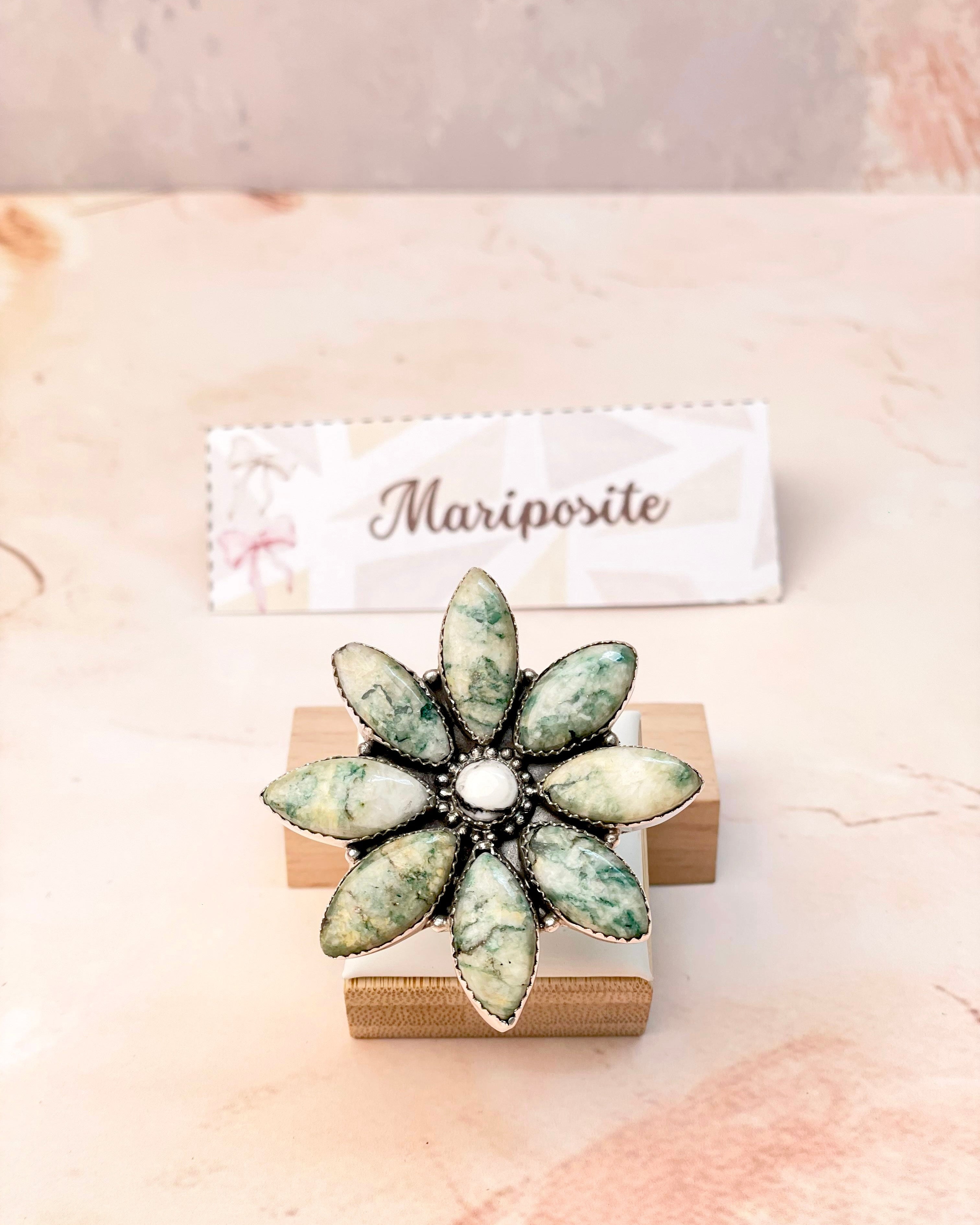 White Buffalo & Mariposite Blossom Ring-Ring Sizers-Krush Kandy, Women's Online Fashion Boutique Located in Phoenix, Arizona (Scottsdale Area)