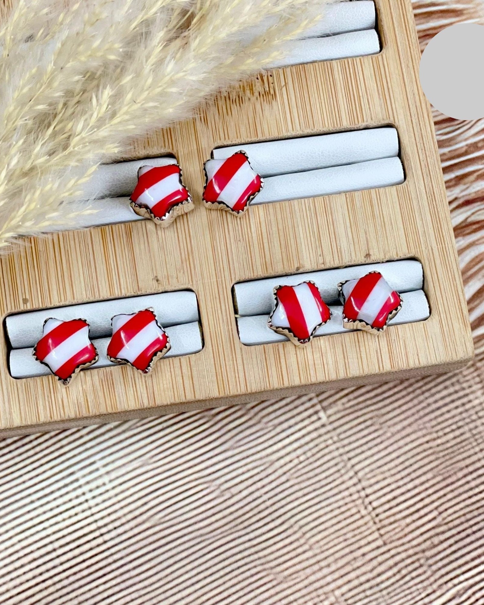 Holiday Stripe Star Stud Earrings-Stud Earrings-Krush Kandy, Women's Online Fashion Boutique Located in Phoenix, Arizona (Scottsdale Area)