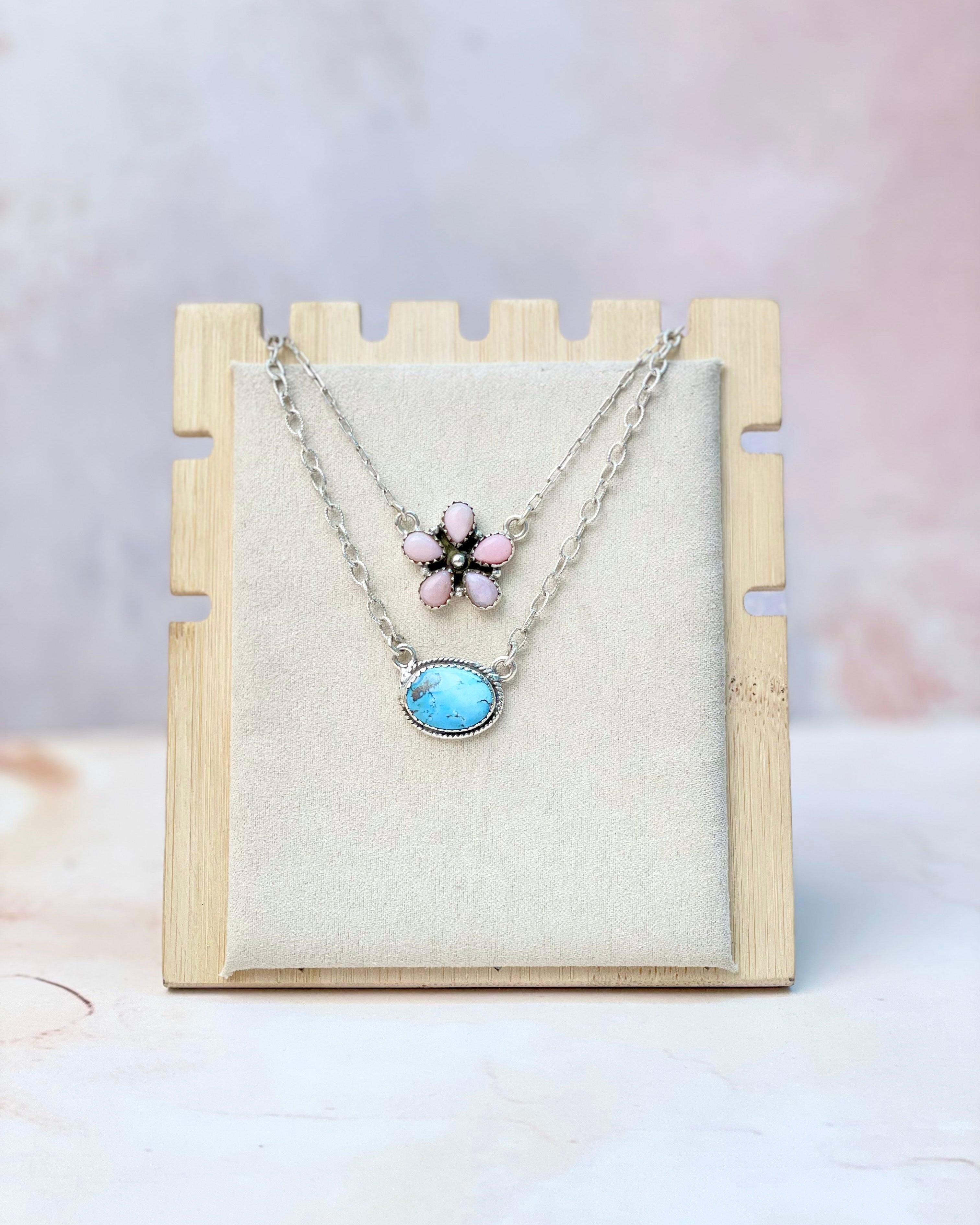 Golden Hill and Pink Opal Daisy Layered Necklace-Necklaces-Krush Kandy, Women's Online Fashion Boutique Located in Phoenix, Arizona (Scottsdale Area)