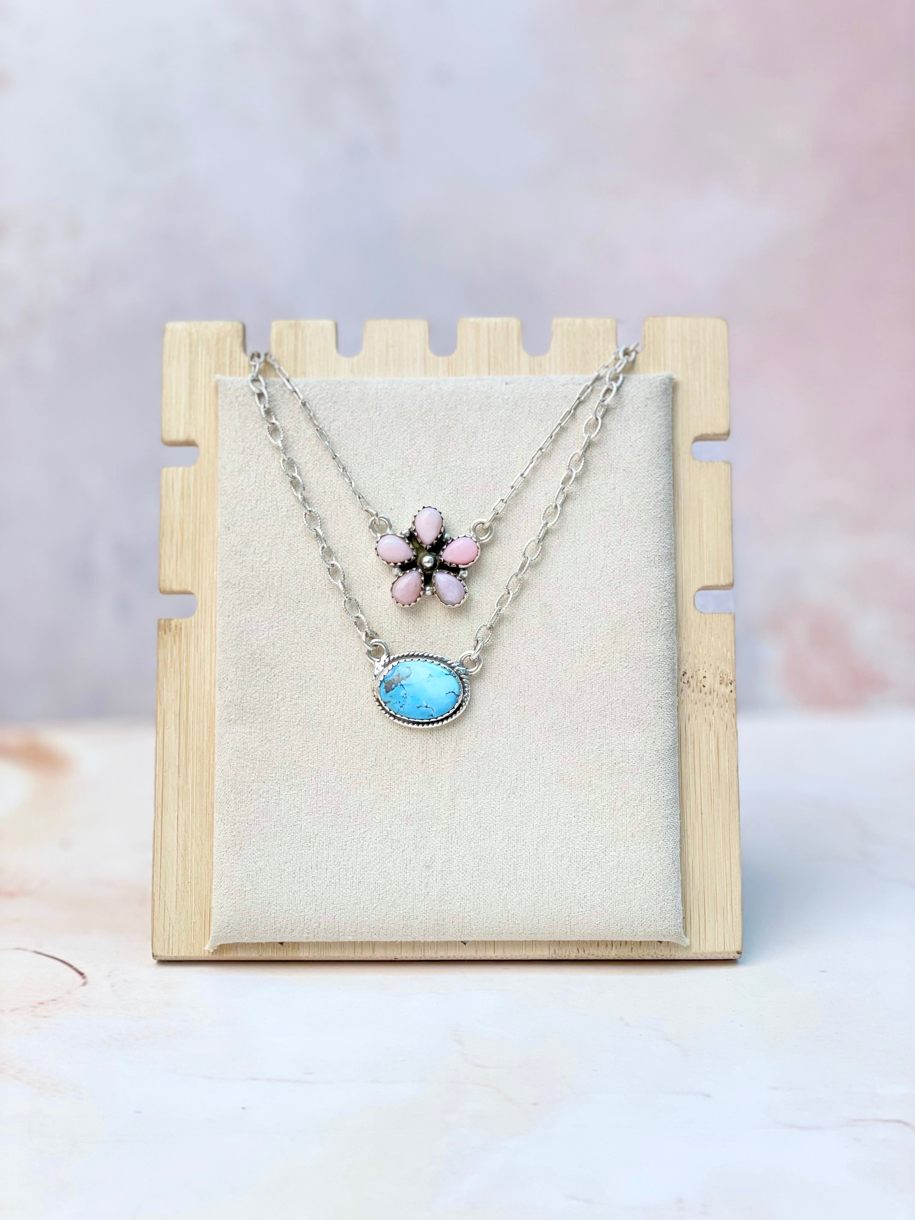 Golden Hill and Pink Opal Daisy Layered Necklace-Necklaces-Krush Kandy, Women's Online Fashion Boutique Located in Phoenix, Arizona (Scottsdale Area)
