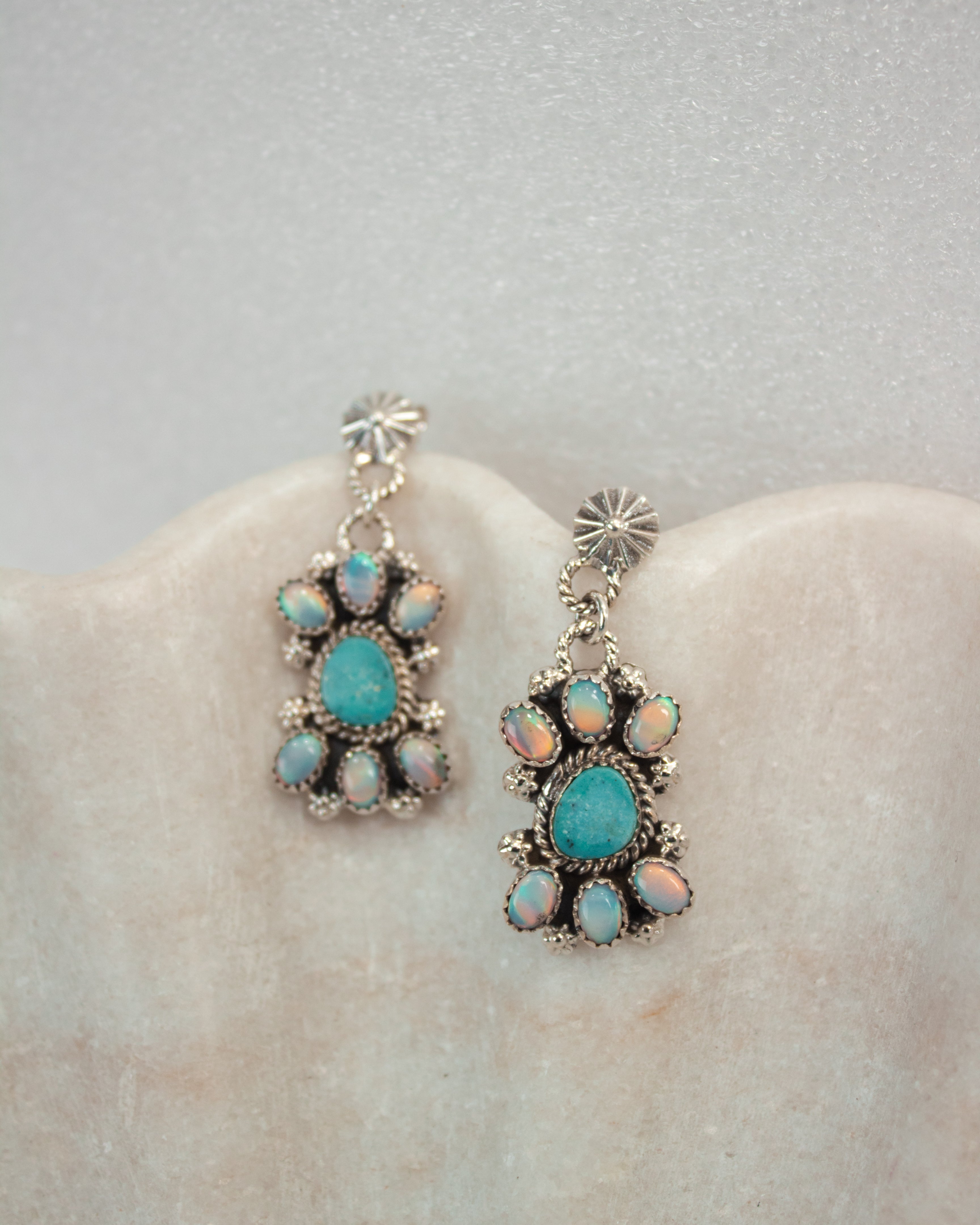 Unicorn & Turquoise Concho Stone Earrings-Drop Earrings-Krush Kandy, Women's Online Fashion Boutique Located in Phoenix, Arizona (Scottsdale Area)