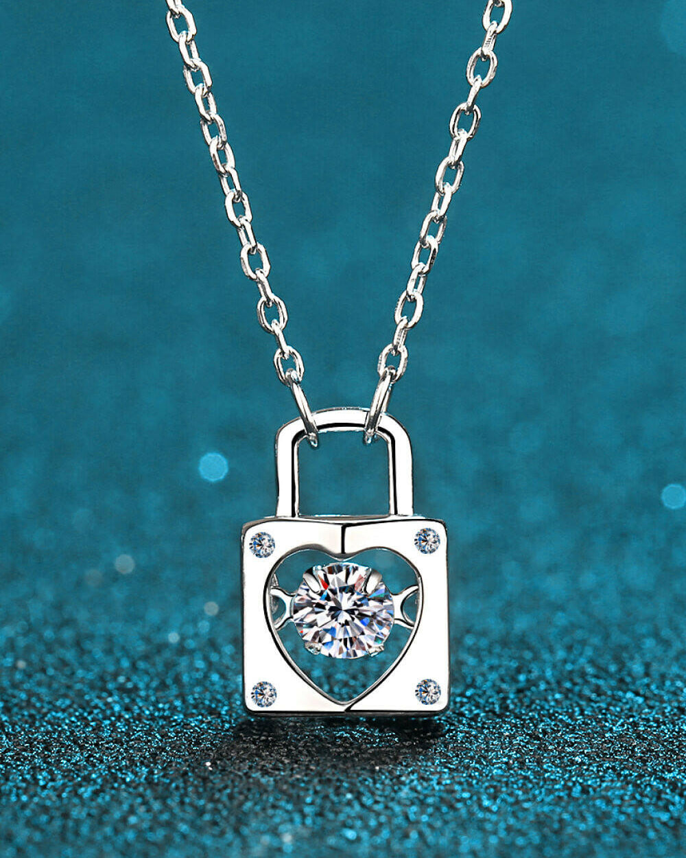 Moissanite Lock Pendant Necklace-Necklaces-Krush Kandy, Women's Online Fashion Boutique Located in Phoenix, Arizona (Scottsdale Area)