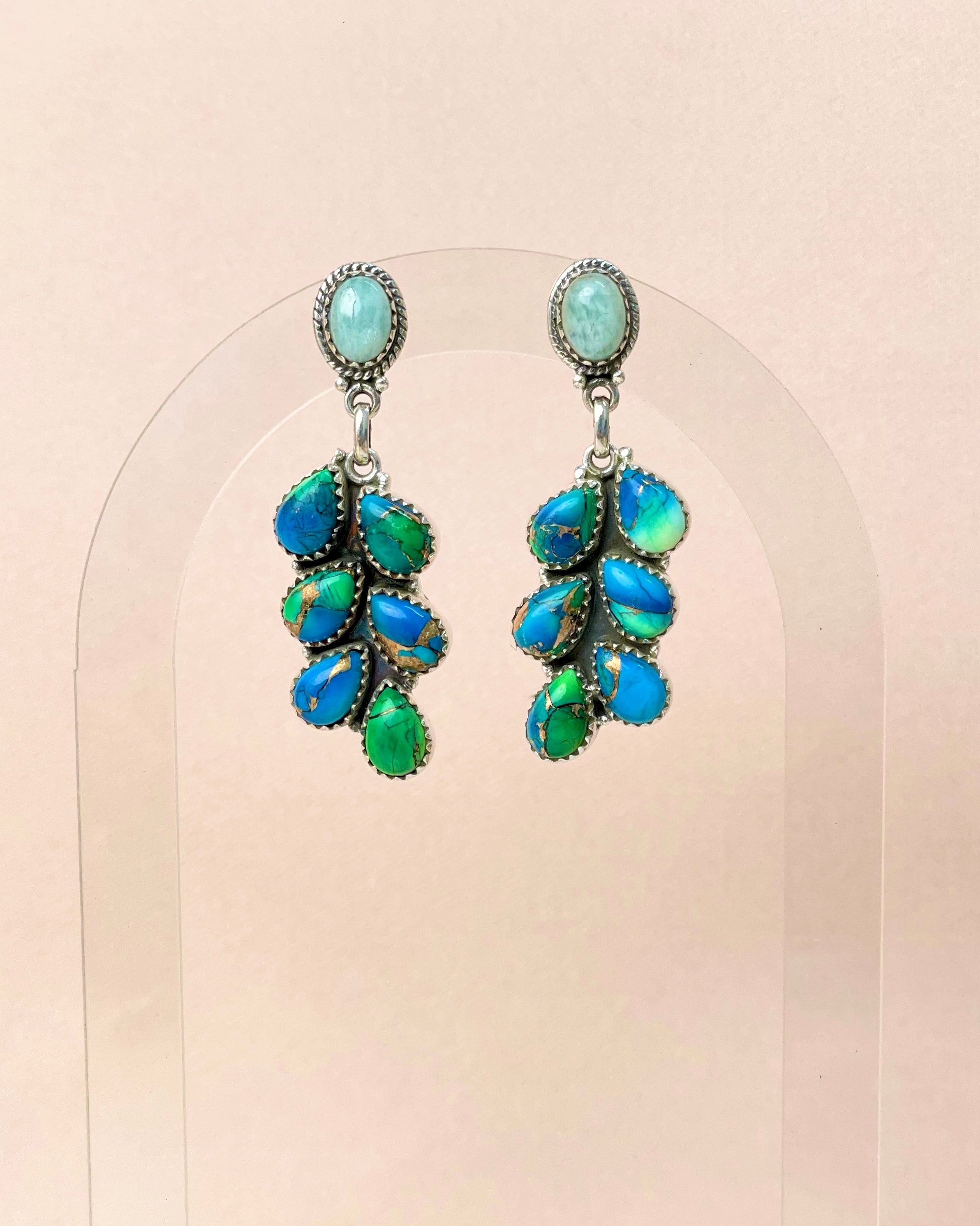 Prairie Petals Western Peacock Bloom Earrings-Earrings-Krush Kandy, Women's Online Fashion Boutique Located in Phoenix, Arizona (Scottsdale Area)