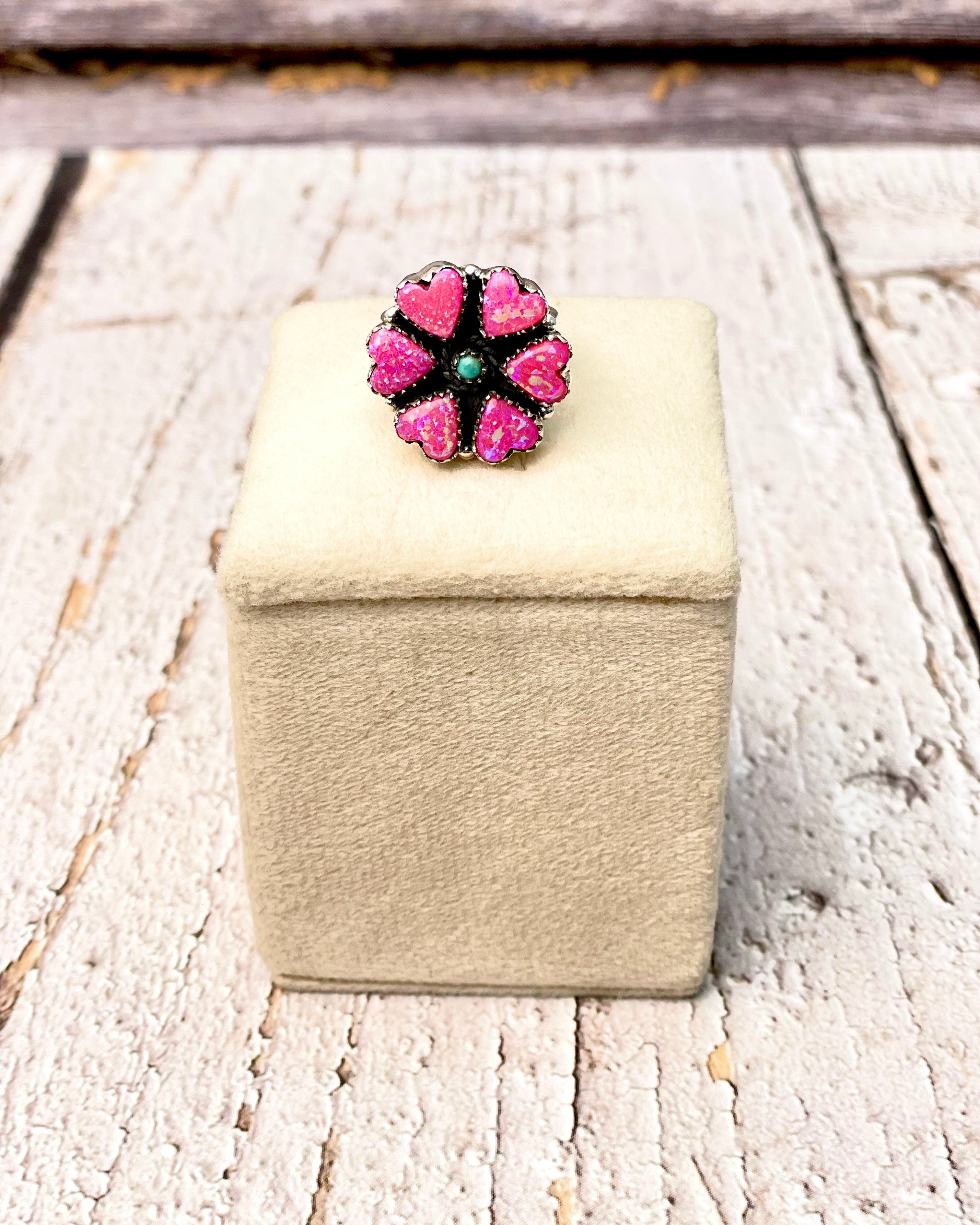 Neon Pink Opal Heart Blossom Ring-Ring Sizers-Krush Kandy, Women's Online Fashion Boutique Located in Phoenix, Arizona (Scottsdale Area)