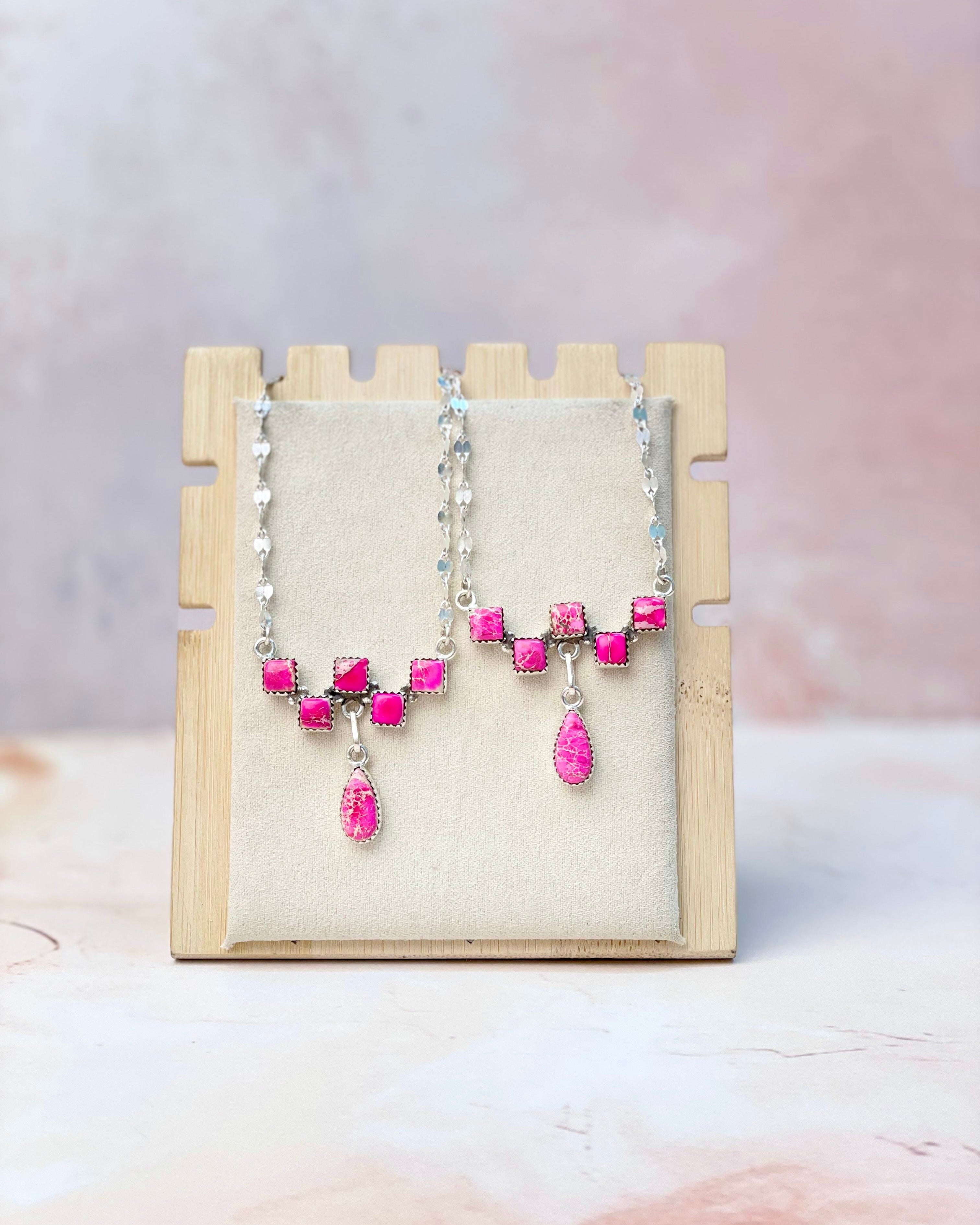 Desert Bar & Drop Jasper Fancy Chain Necklace-Necklaces-Krush Kandy, Women's Online Fashion Boutique Located in Phoenix, Arizona (Scottsdale Area)