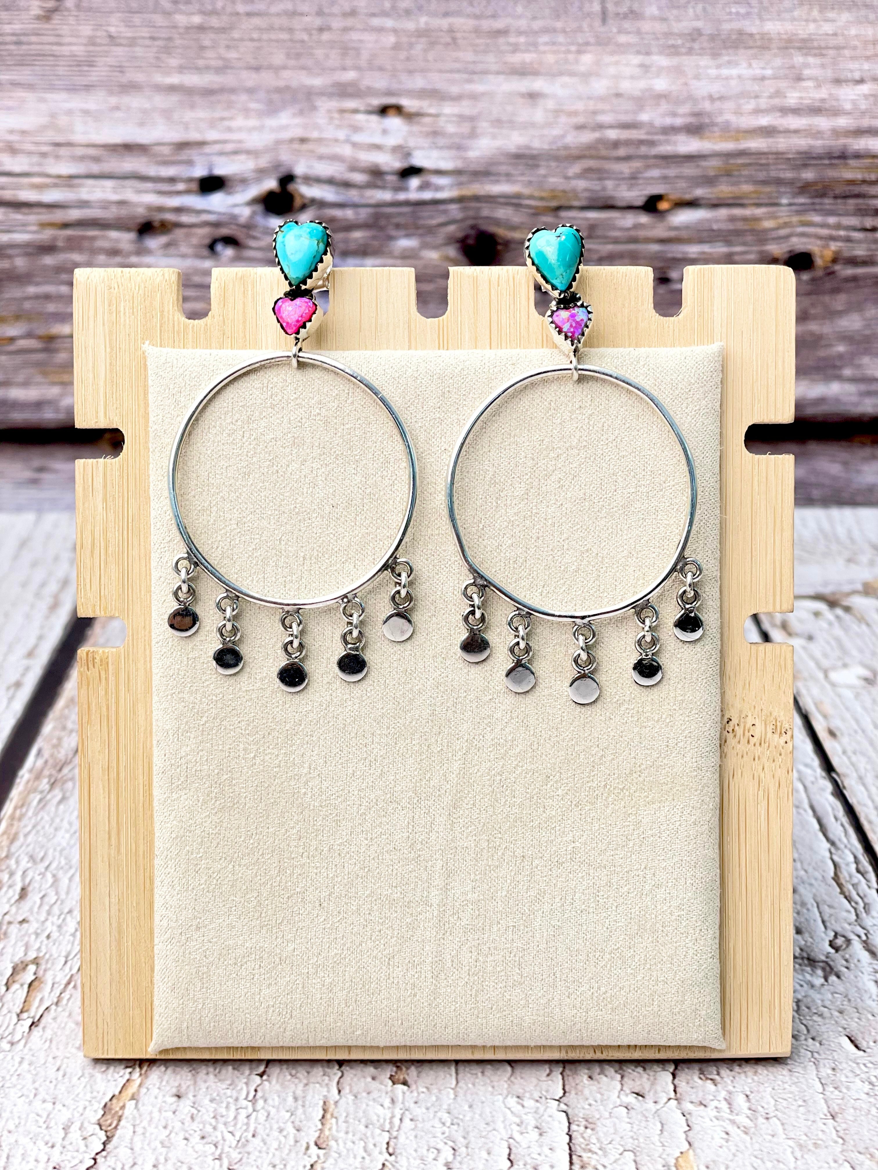 With Love Heart Dreamcatcher Hoop Fringe Earrings-Earrings-Krush Kandy, Women's Online Fashion Boutique Located in Phoenix, Arizona (Scottsdale Area)