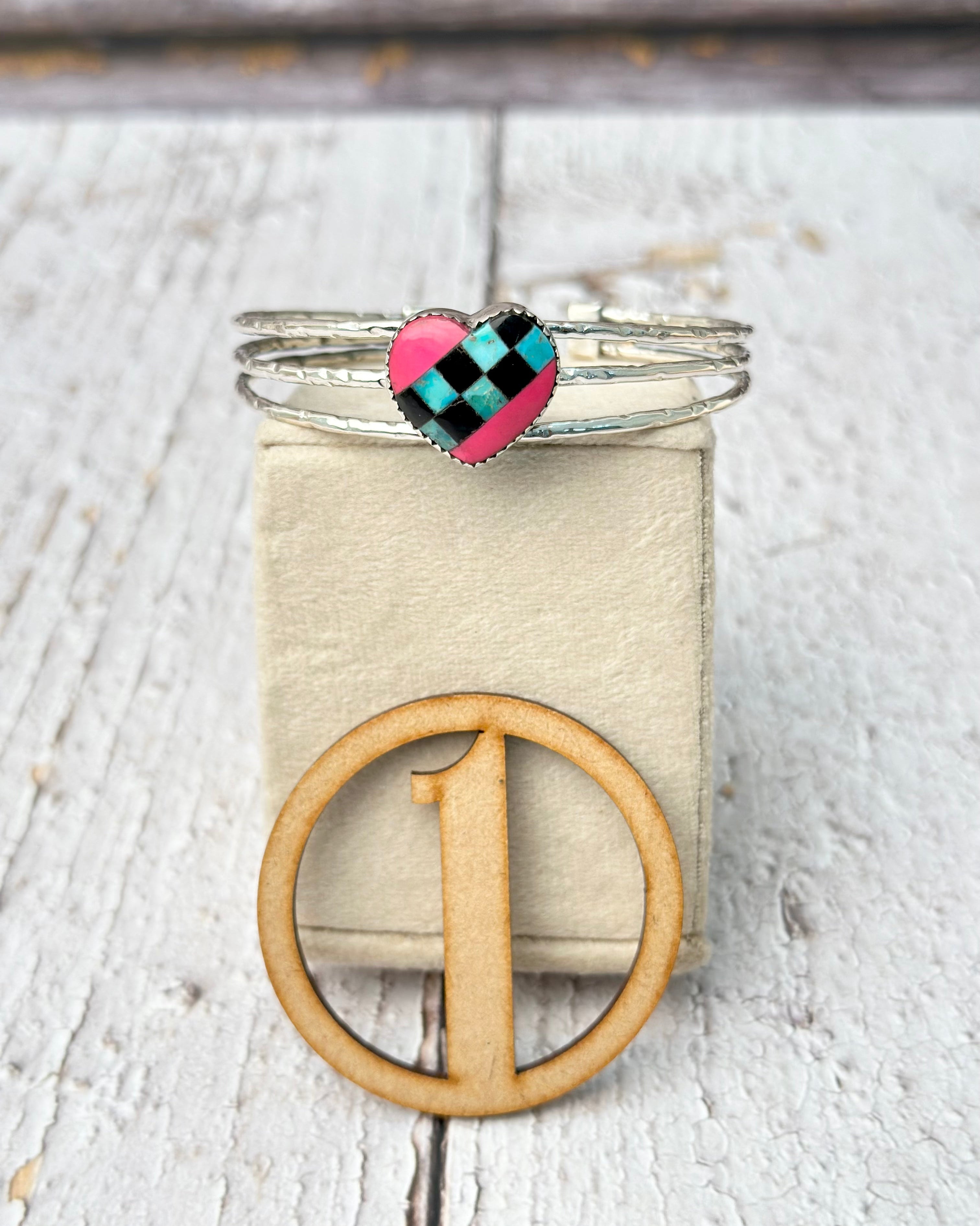 Three Sterling Band Checkered & Stripe Slab Cuffs-Bracelets-Krush Kandy, Women's Online Fashion Boutique Located in Phoenix, Arizona (Scottsdale Area)