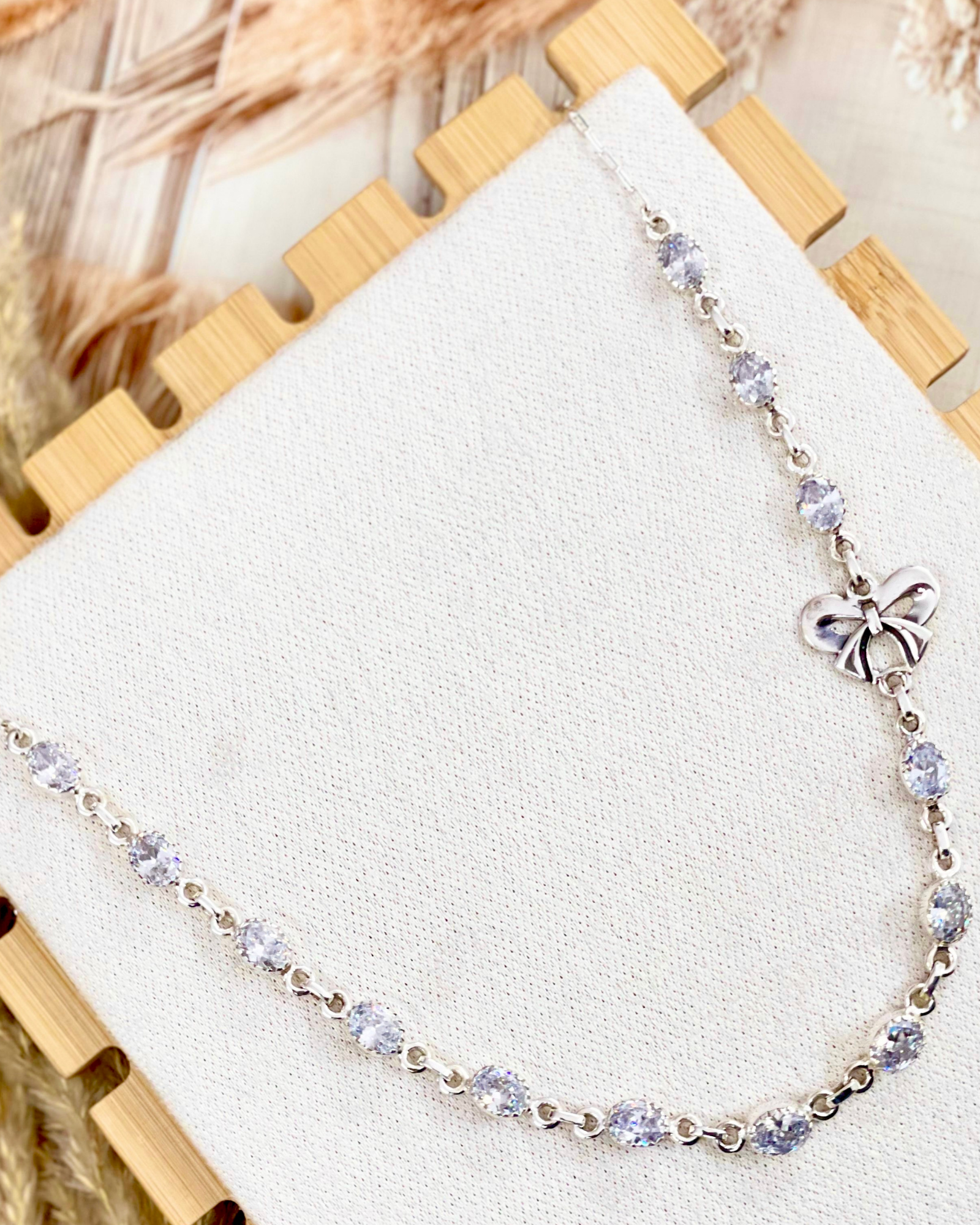 Crystal Charmer Bow Necklace-Necklaces-Krush Kandy, Women's Online Fashion Boutique Located in Phoenix, Arizona (Scottsdale Area)