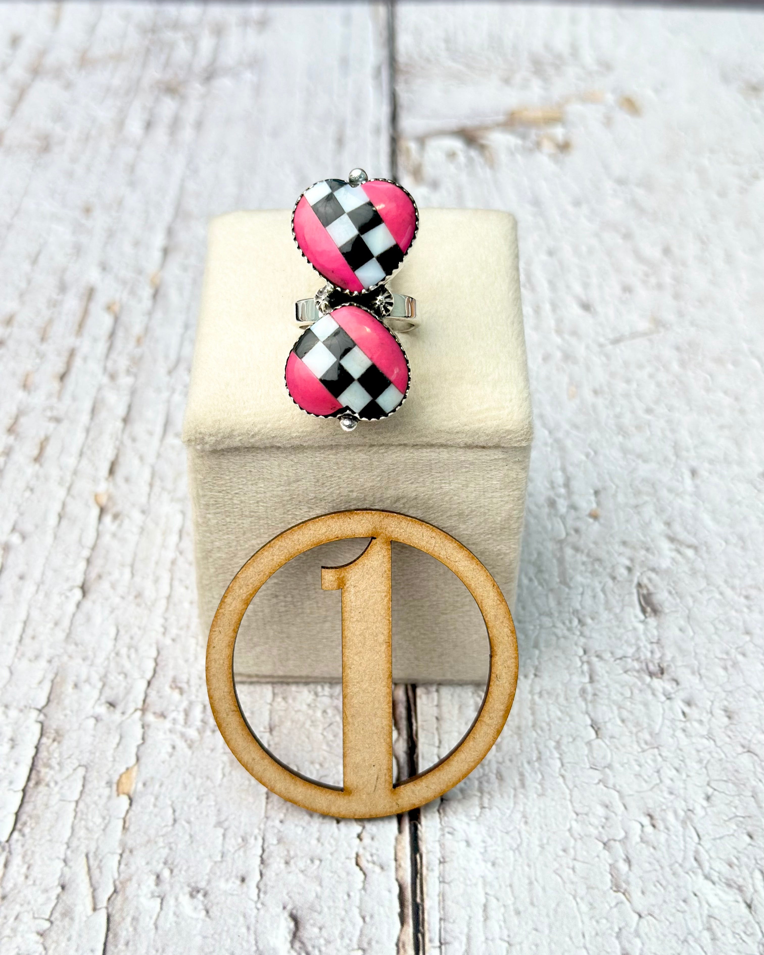 Feel The Rush Heart Checkered Rings-Ring Sizers-Krush Kandy, Women's Online Fashion Boutique Located in Phoenix, Arizona (Scottsdale Area)