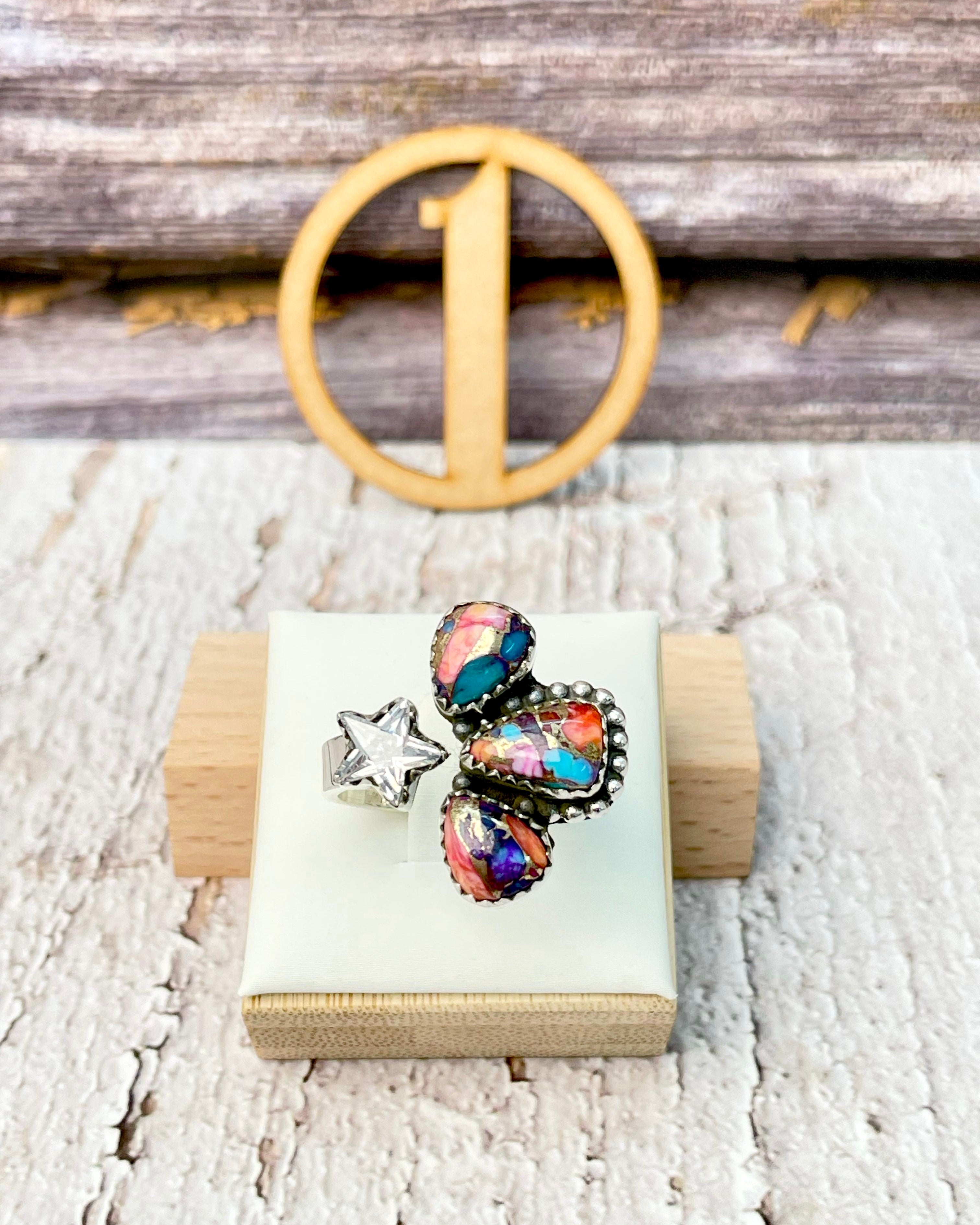 Shooting Star Floating Stone Ring-Ring Sizers-Krush Kandy, Women's Online Fashion Boutique Located in Phoenix, Arizona (Scottsdale Area)