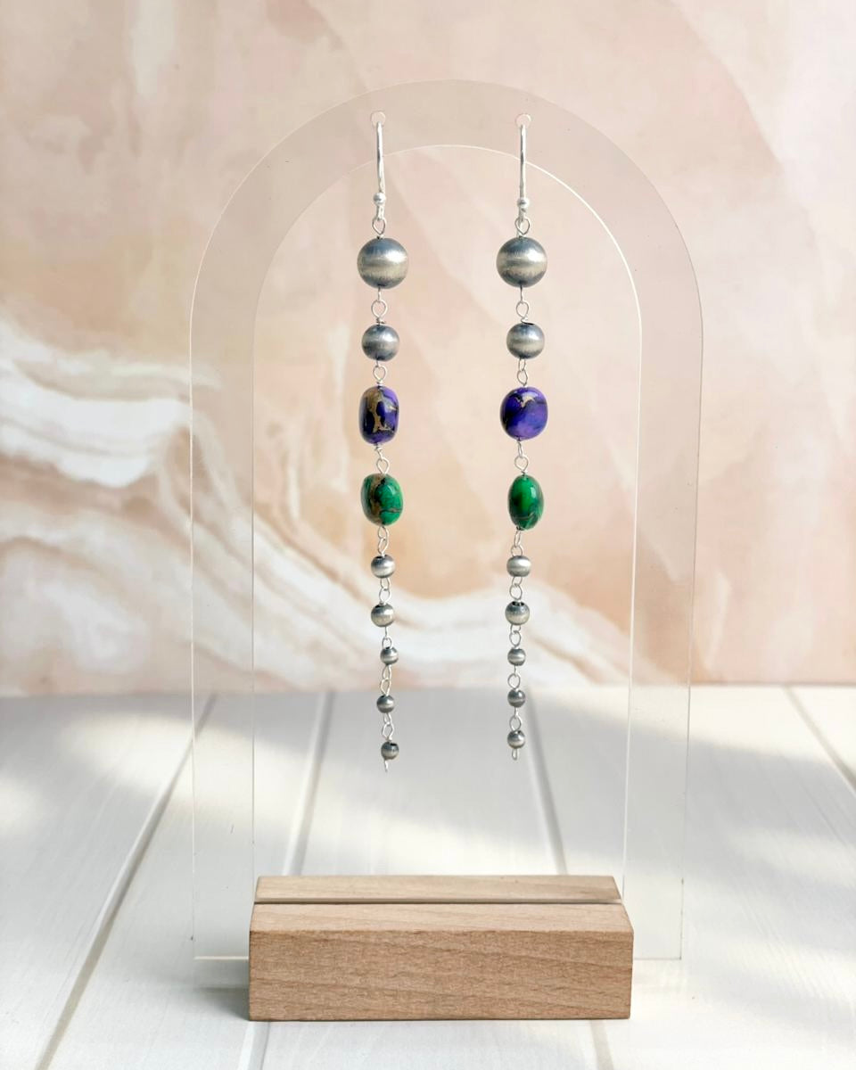 Desert Pearl Dahlia Long Dangle Earrings-Earrings-Krush Kandy, Women's Online Fashion Boutique Located in Phoenix, Arizona (Scottsdale Area)