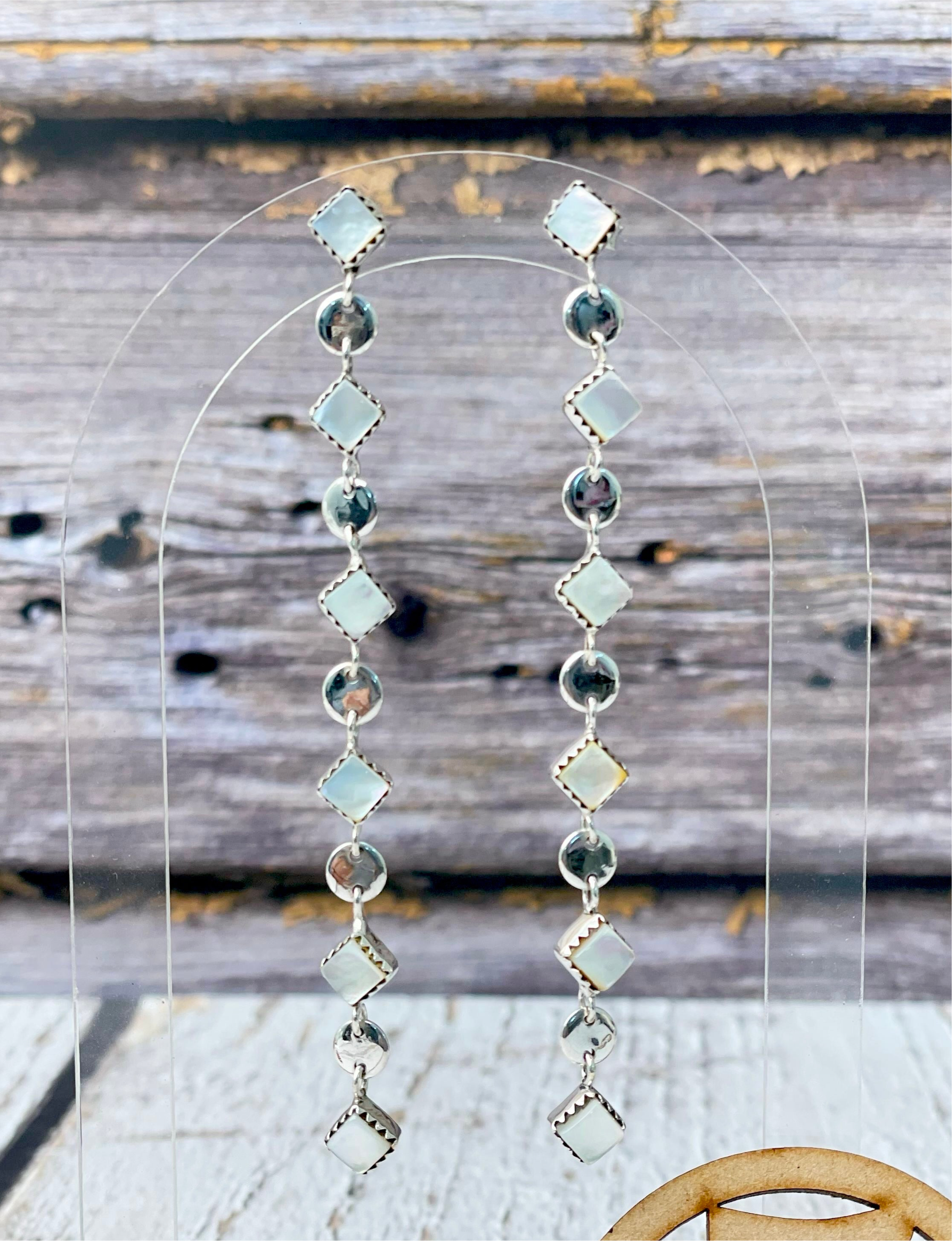 Square Pearl Dancing Dangle-Earrings-Krush Kandy, Women's Online Fashion Boutique Located in Phoenix, Arizona (Scottsdale Area)