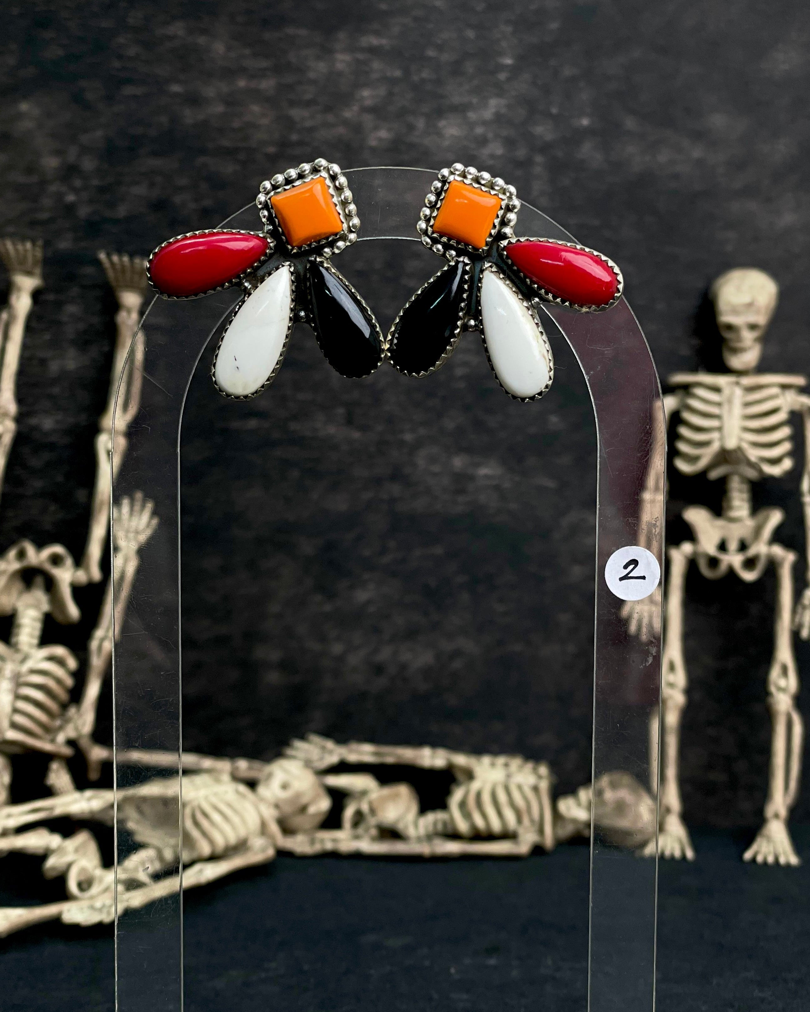 Halloween Studs Rosarita & Black Onyx sno 25-Earrings-Krush Kandy, Women's Online Fashion Boutique Located in Phoenix, Arizona (Scottsdale Area)