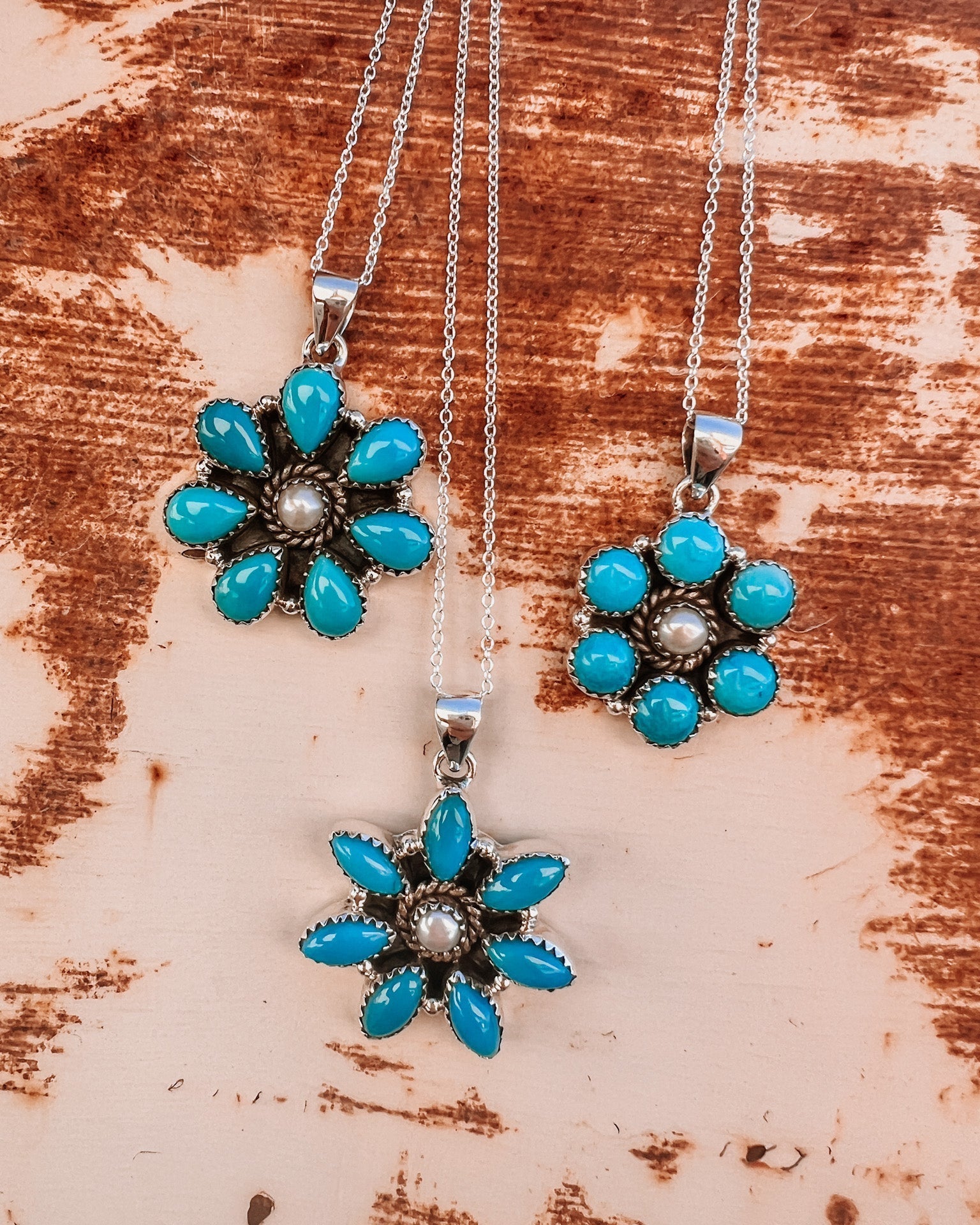 Sleeping Beauty Turquoise Flower Cluster Necklaces-Drop Earrings-Krush Kandy, Women's Online Fashion Boutique Located in Phoenix, Arizona (Scottsdale Area)