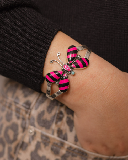 Butterfly Stripe Stone Cuff-Bracelets-Krush Kandy, Women's Online Fashion Boutique Located in Phoenix, Arizona (Scottsdale Area)