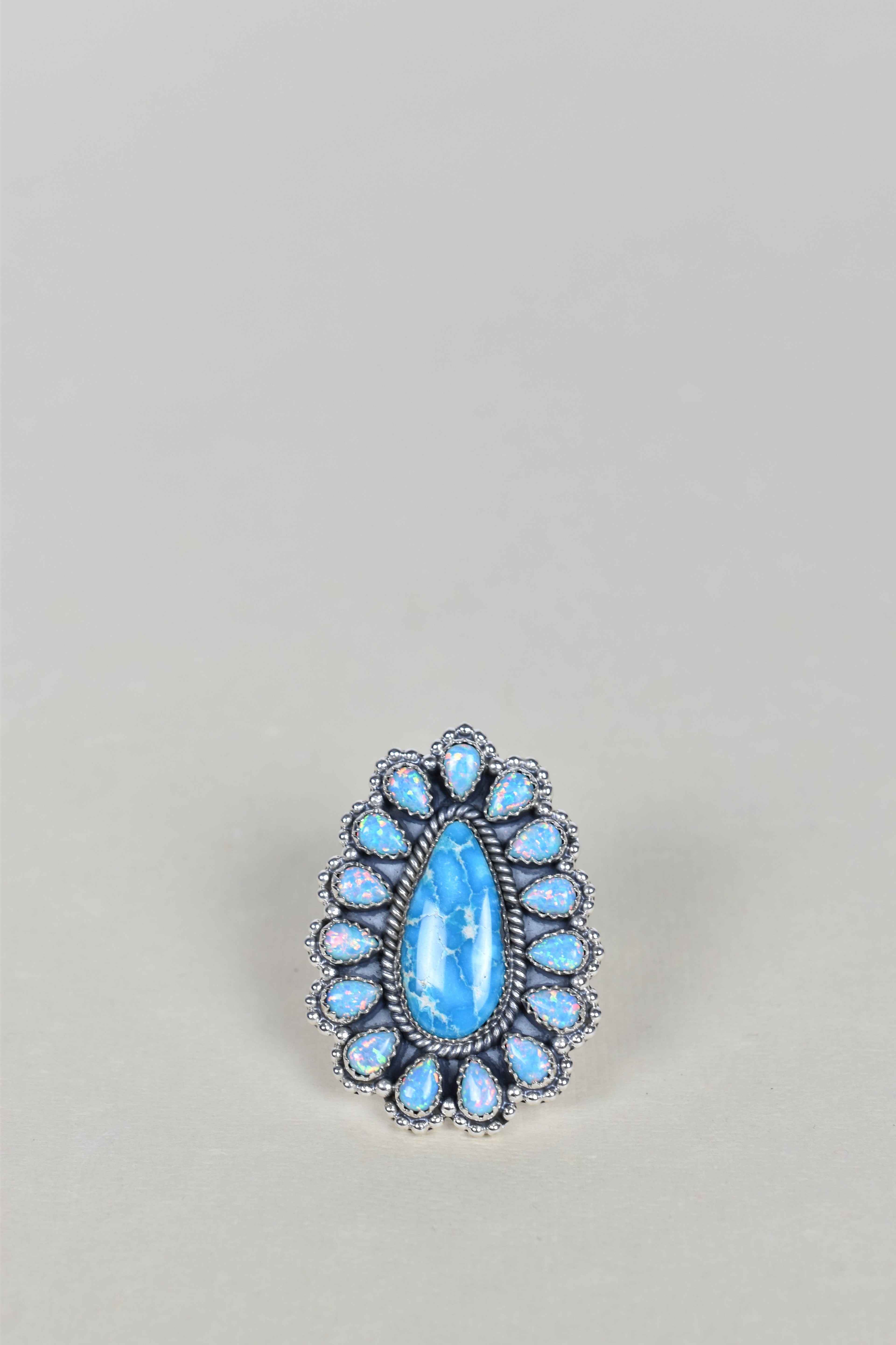 Blue Ridge Turquoise & Turquoise Opal One of A Kind Ring-Cluster Rings-Krush Kandy, Women's Online Fashion Boutique Located in Phoenix, Arizona (Scottsdale Area)