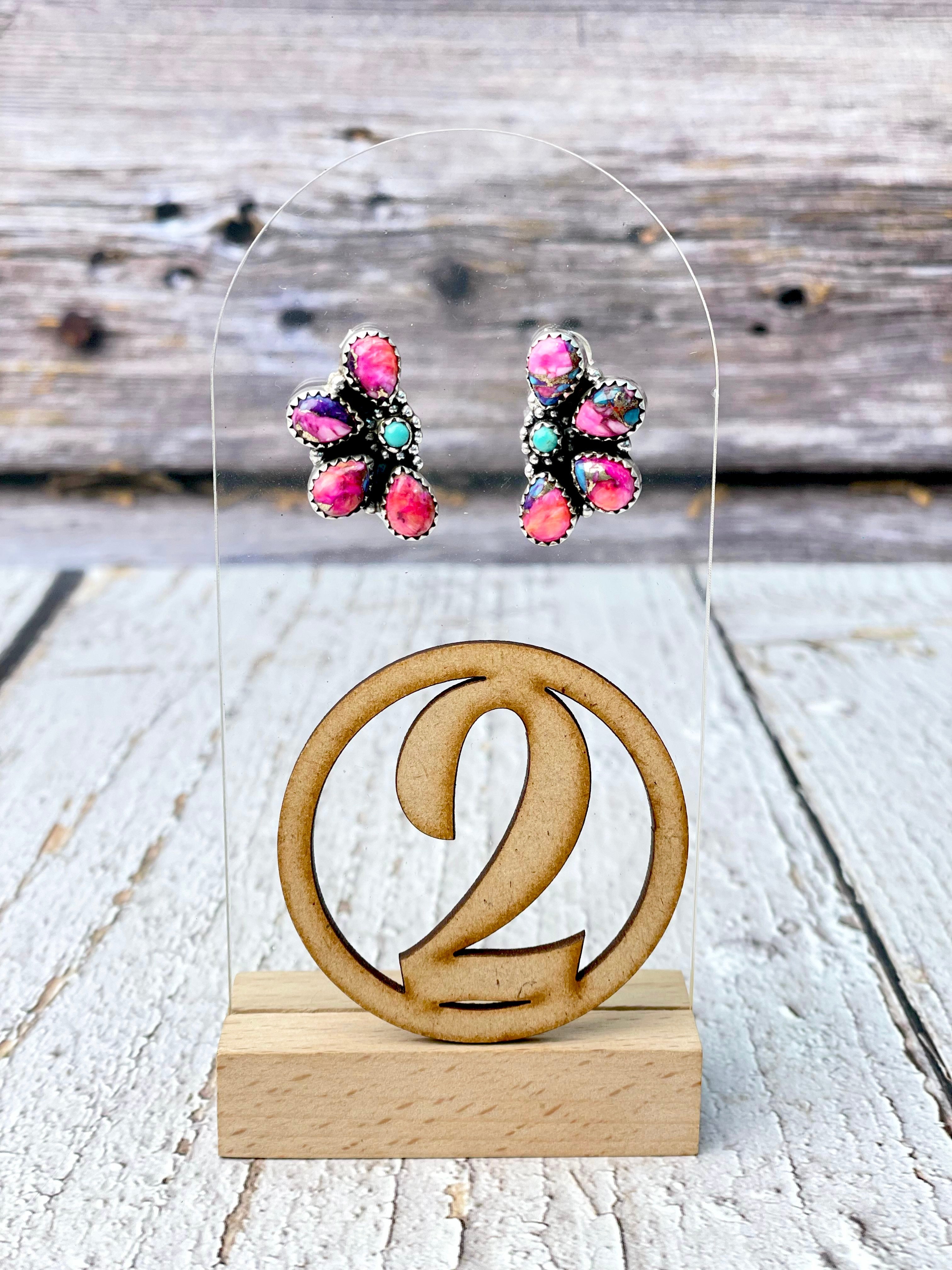 One Of A Kind Half Cluster Earrings-Earrings-Krush Kandy, Women's Online Fashion Boutique Located in Phoenix, Arizona (Scottsdale Area)
