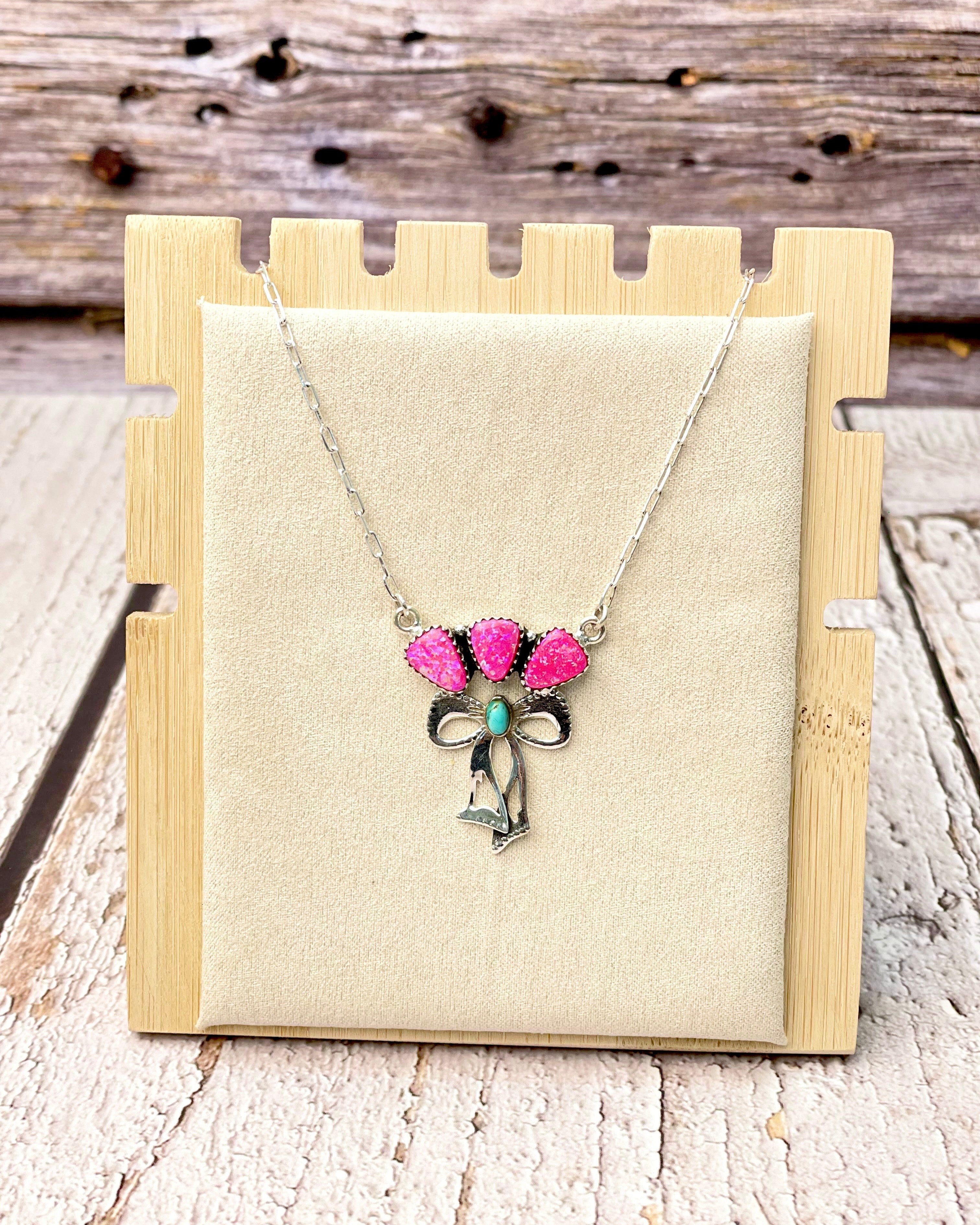 Sterling Bow & Stone Cluster Necklace-Necklaces-Krush Kandy, Women's Online Fashion Boutique Located in Phoenix, Arizona (Scottsdale Area)