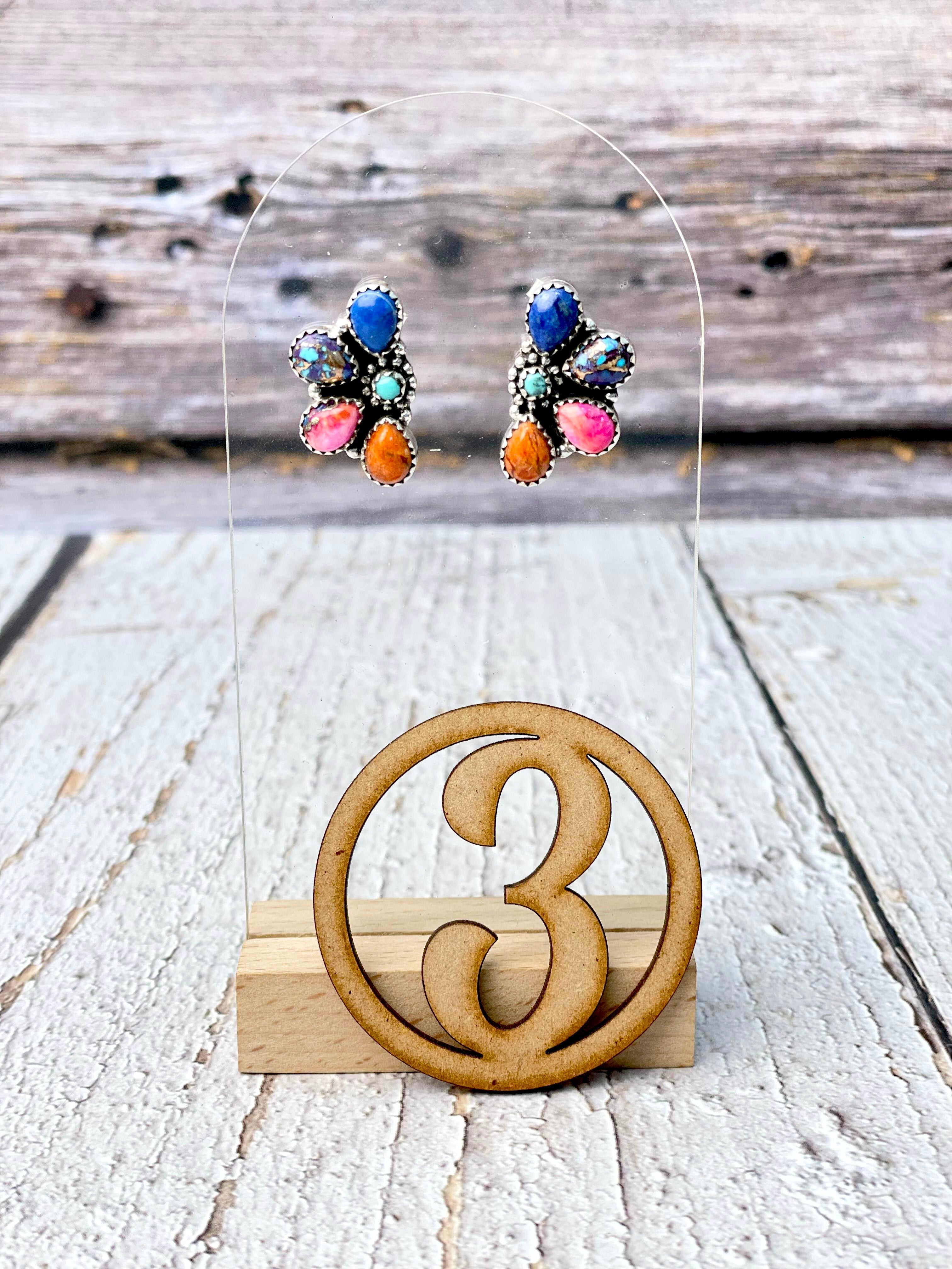 One Of A Kind Half Cluster Earrings-Earrings-Krush Kandy, Women's Online Fashion Boutique Located in Phoenix, Arizona (Scottsdale Area)